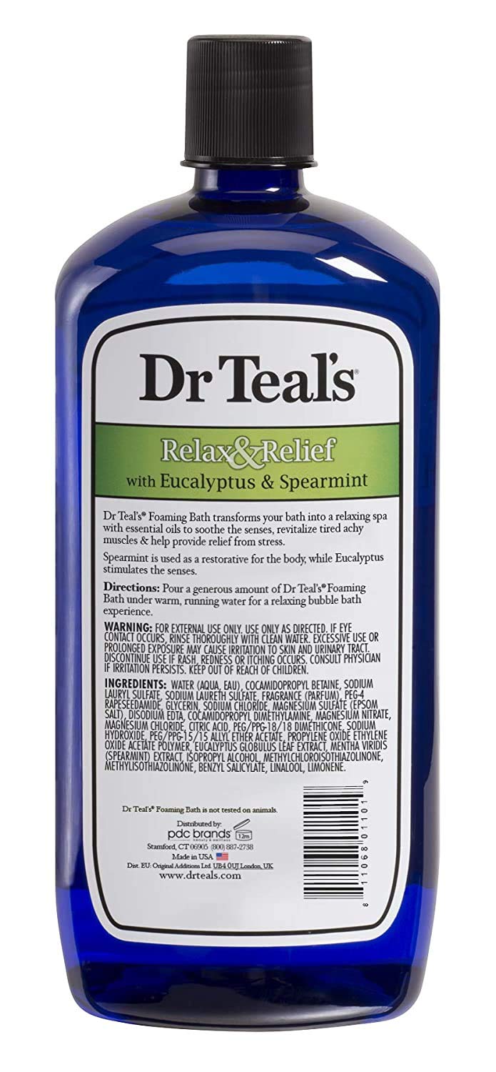 Dr Teal's Foaming Bath with Pure Epsom Salt, Sleep Blend with Melatonin, Lavender & Chamomile Essential Oils, 34 fl oz (Pack of 4) (Packaging May Vary)