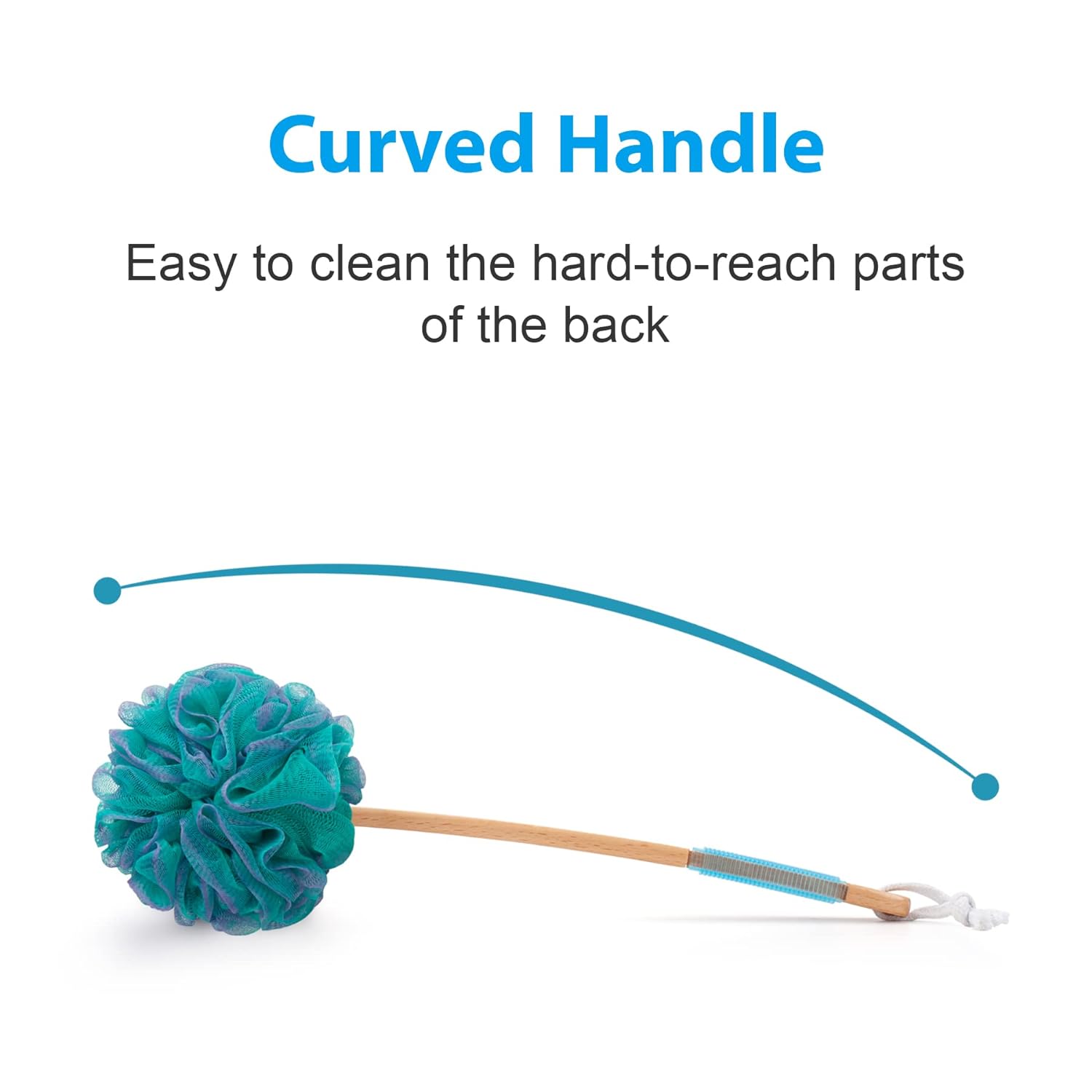 AmazerBath Shower Sponge Loofah Back Scrubber, PE Soft Mesh Loofah Body Scrubber with Long Wooden Handle, Bath Sponge for Men Women (Pink)