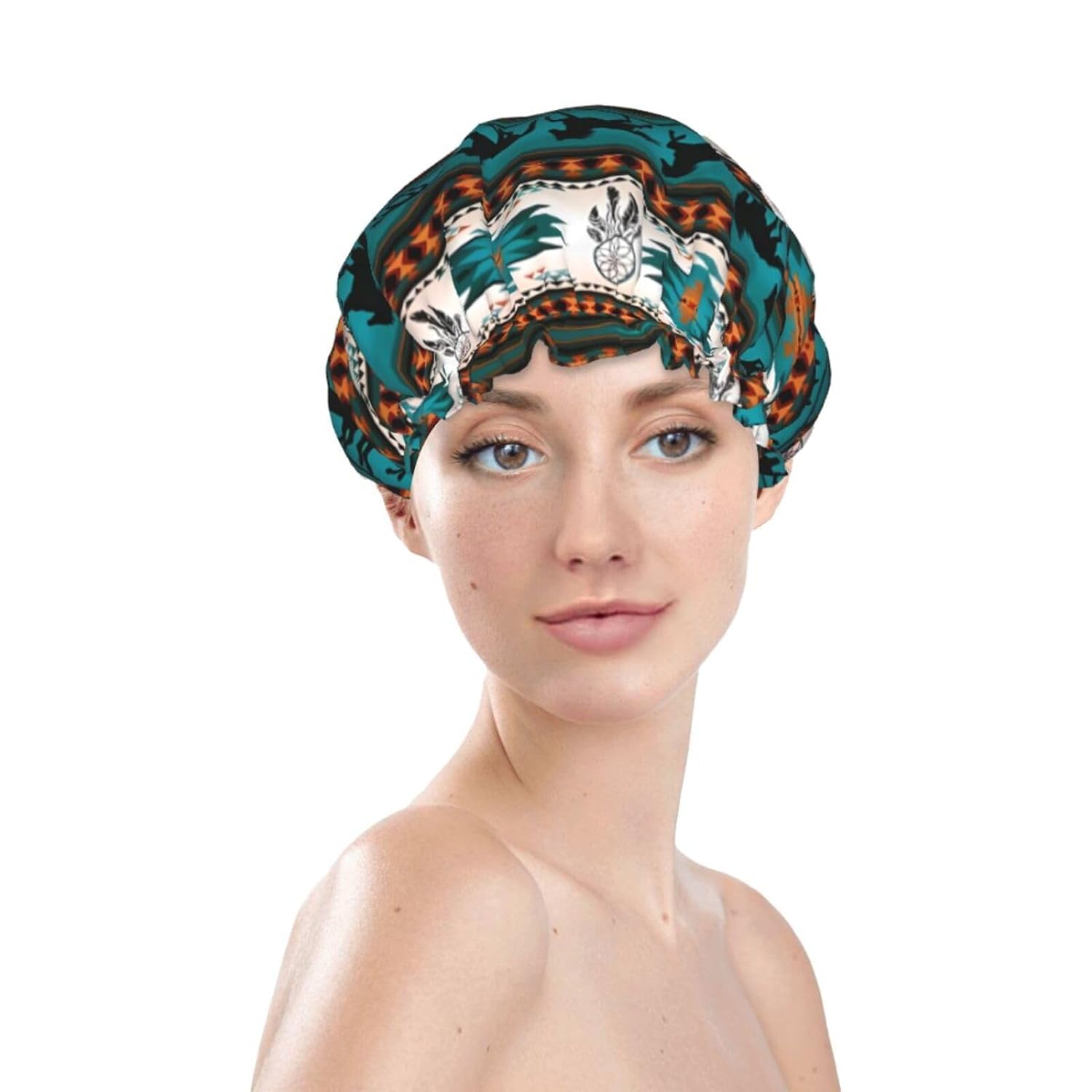 Rubber Ducks Shower Cap For Women Reusable Waterproof Double Layers Bath Cap Hair Protection Elastic Ladies Spa Salon Shower Hat