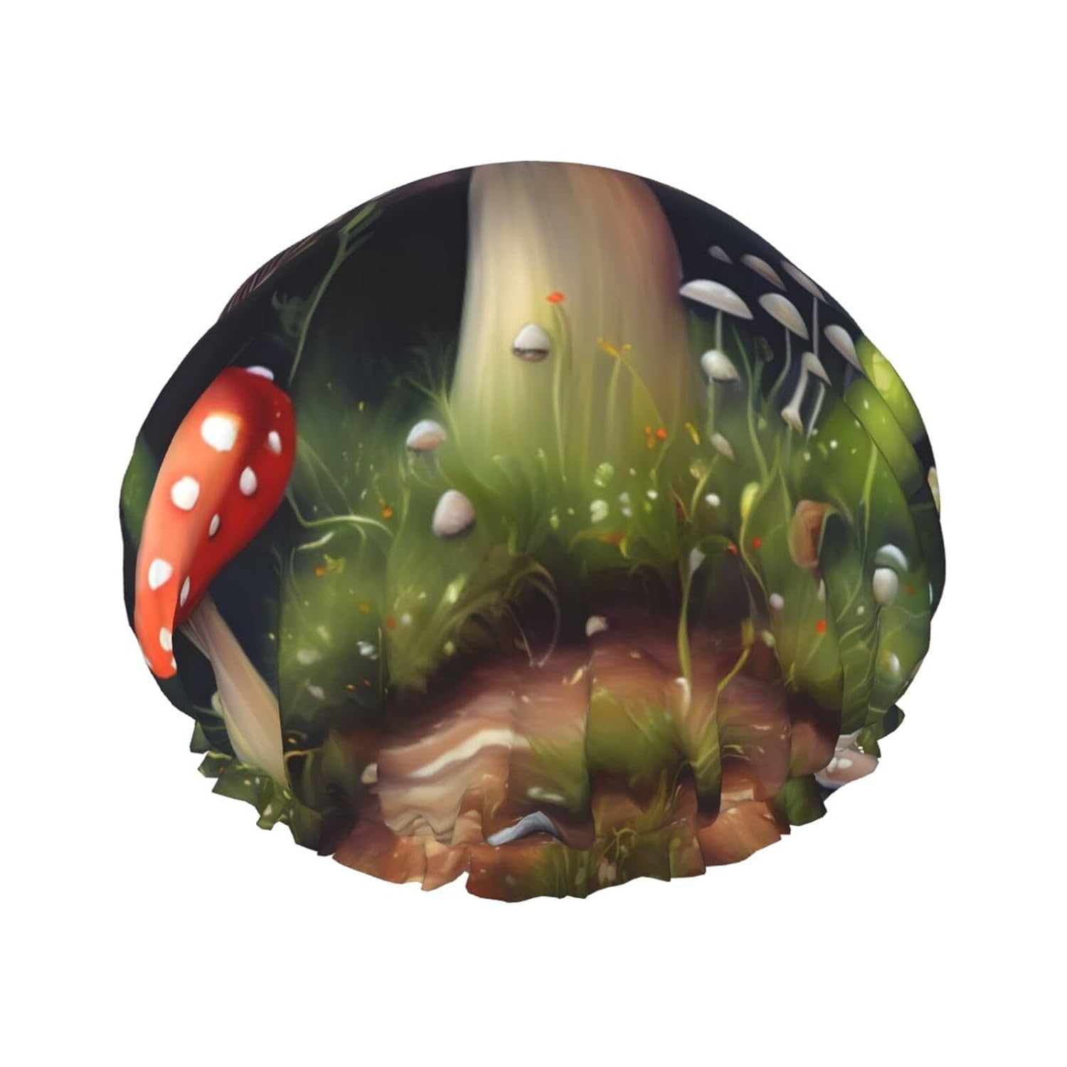 Ice Hockey print Print Reusable Shower Cap for Women,Double Waterproof Layers Bathing Hat,Quick Drying Bath Hair Cap