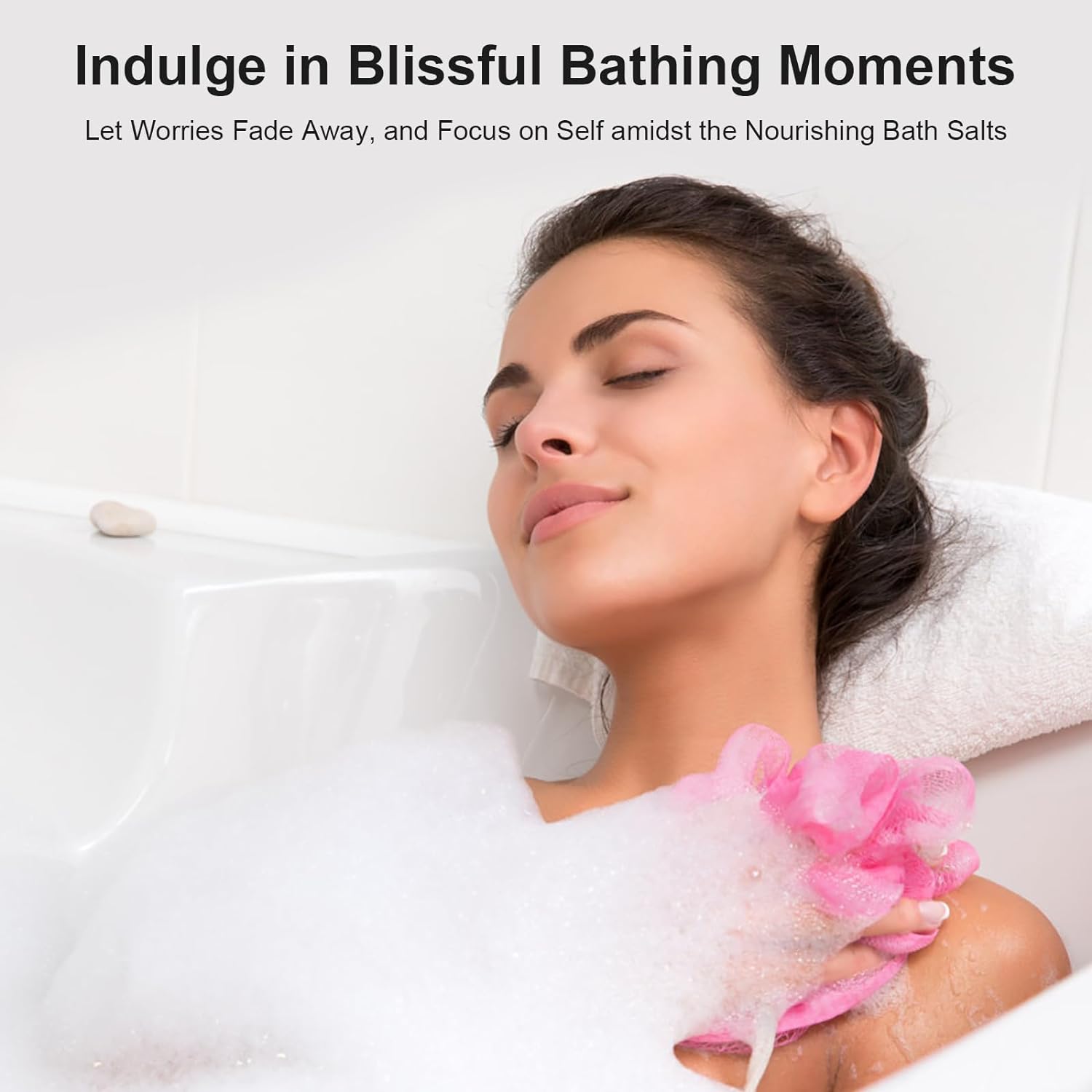 MINSLIS Bath Salts for Women Relaxing, Himalayan Pink Salt with Lavender Oil Essential Oil & Sea Salts 100% Natural Aromatherapy and Relaxation Foot Spa Body for Pain Relief - 15.87 oz