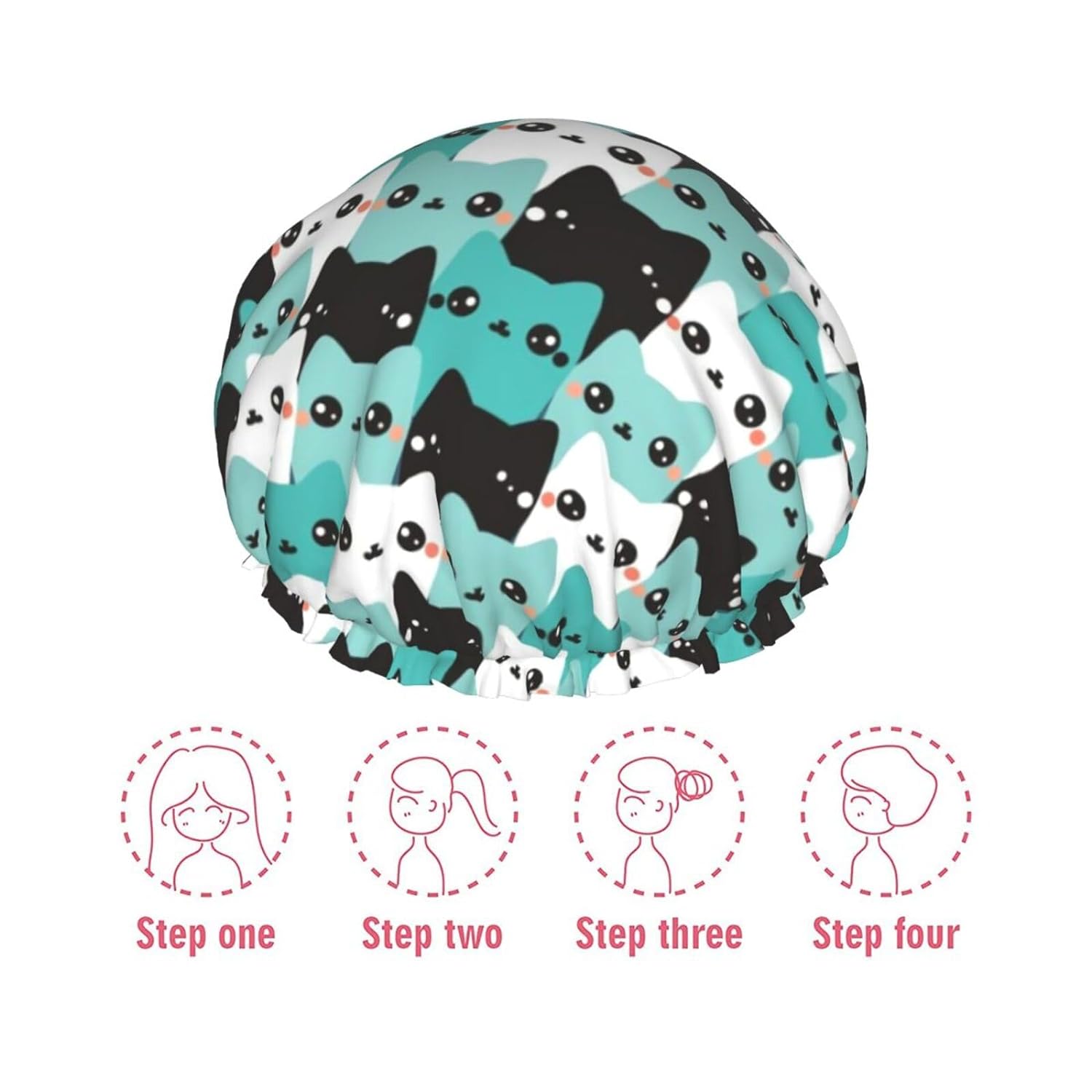 Rubber Ducks Shower Cap For Women Reusable Waterproof Double Layers Bath Cap Hair Protection Elastic Ladies Spa Salon Shower Hat