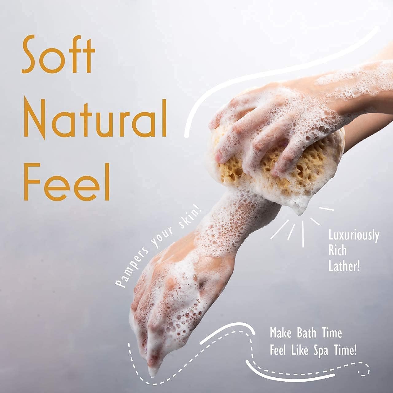 myHomeBody Premium Bath Sponge, Foam Loofah Sponge, Body Sponge for Shower - Large Size, Lots of Lather, Curvy, 3 Pack