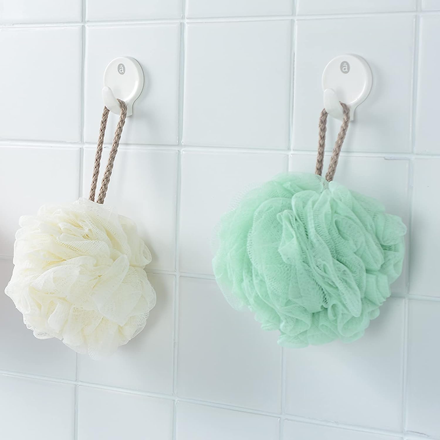 Fu Store Loofah Sponge Shower Loofahs 50g Bath Sponges Mesh Balls 4 Colors for Body Wash Back Scrubber Bathroom Men Women - 4 Pack Scrubber Cleaning Bathing Accessories