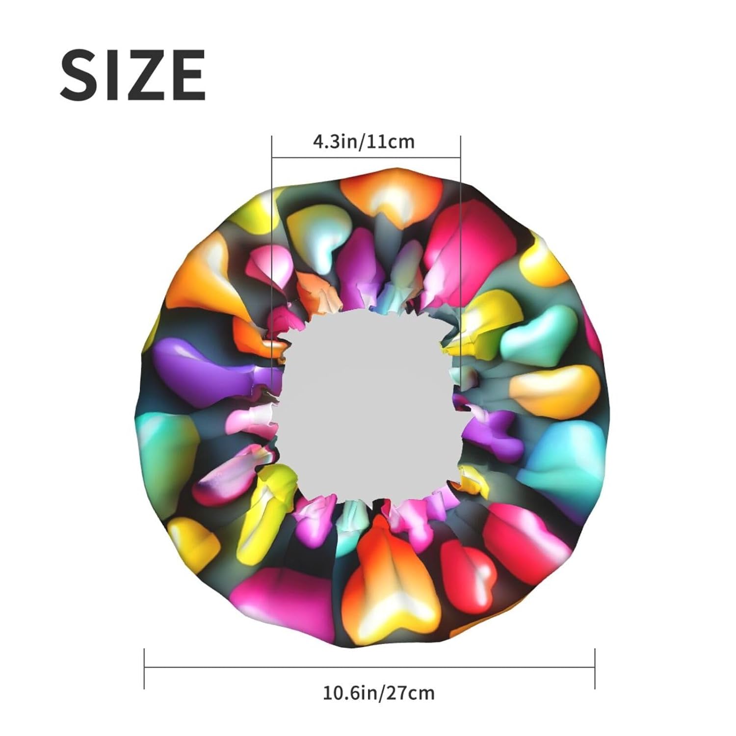 Ice Hockey print Print Reusable Shower Cap for Women,Double Waterproof Layers Bathing Hat,Quick Drying Bath Hair Cap