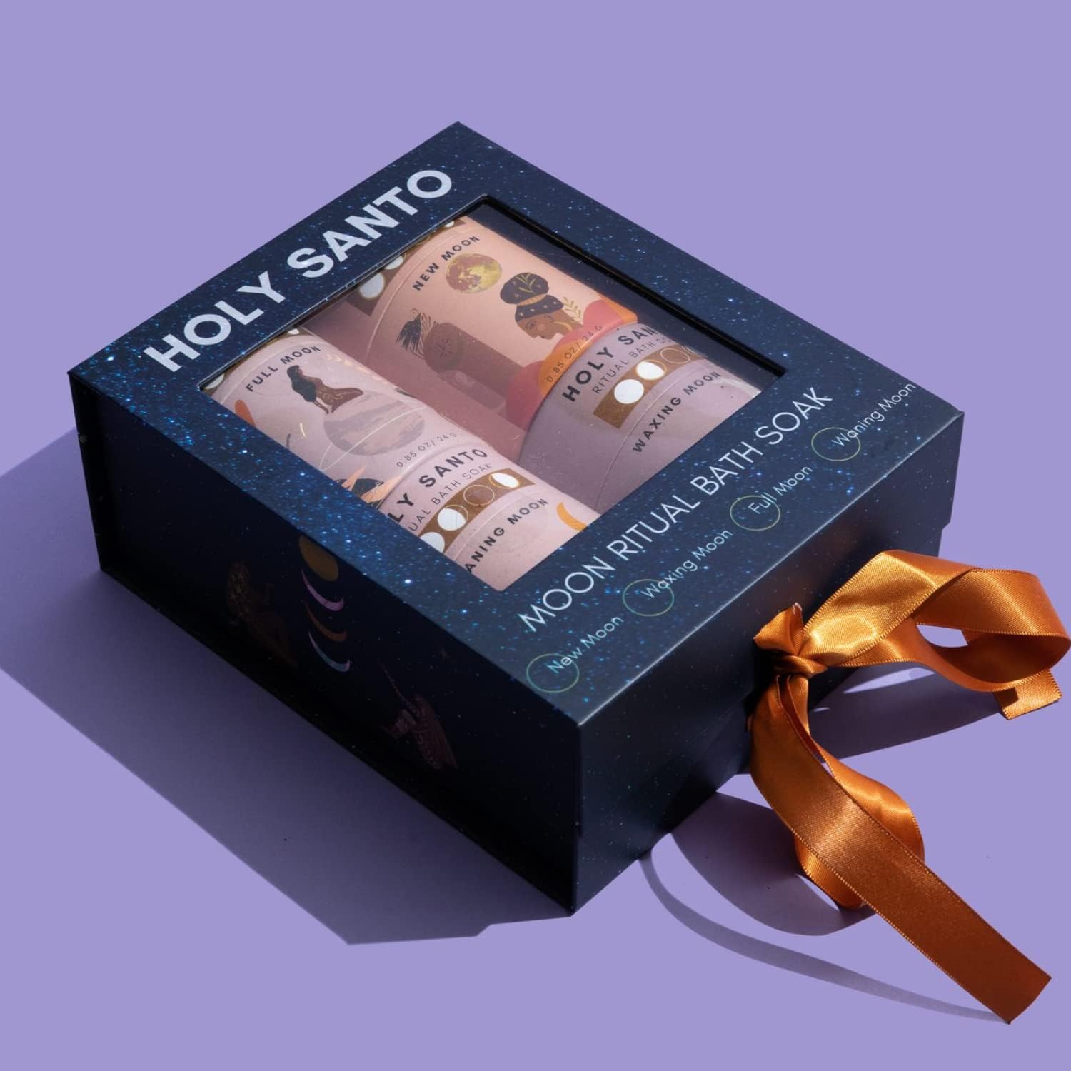 Moon Phase Organic Bath Soak with Dried Herbs and Flowers, Lavender, Rose Petals, Eucalyptus- Ritual Bath Accessories with Crystals for Relaxation. Stress Relief and Self Care Gifts for Women