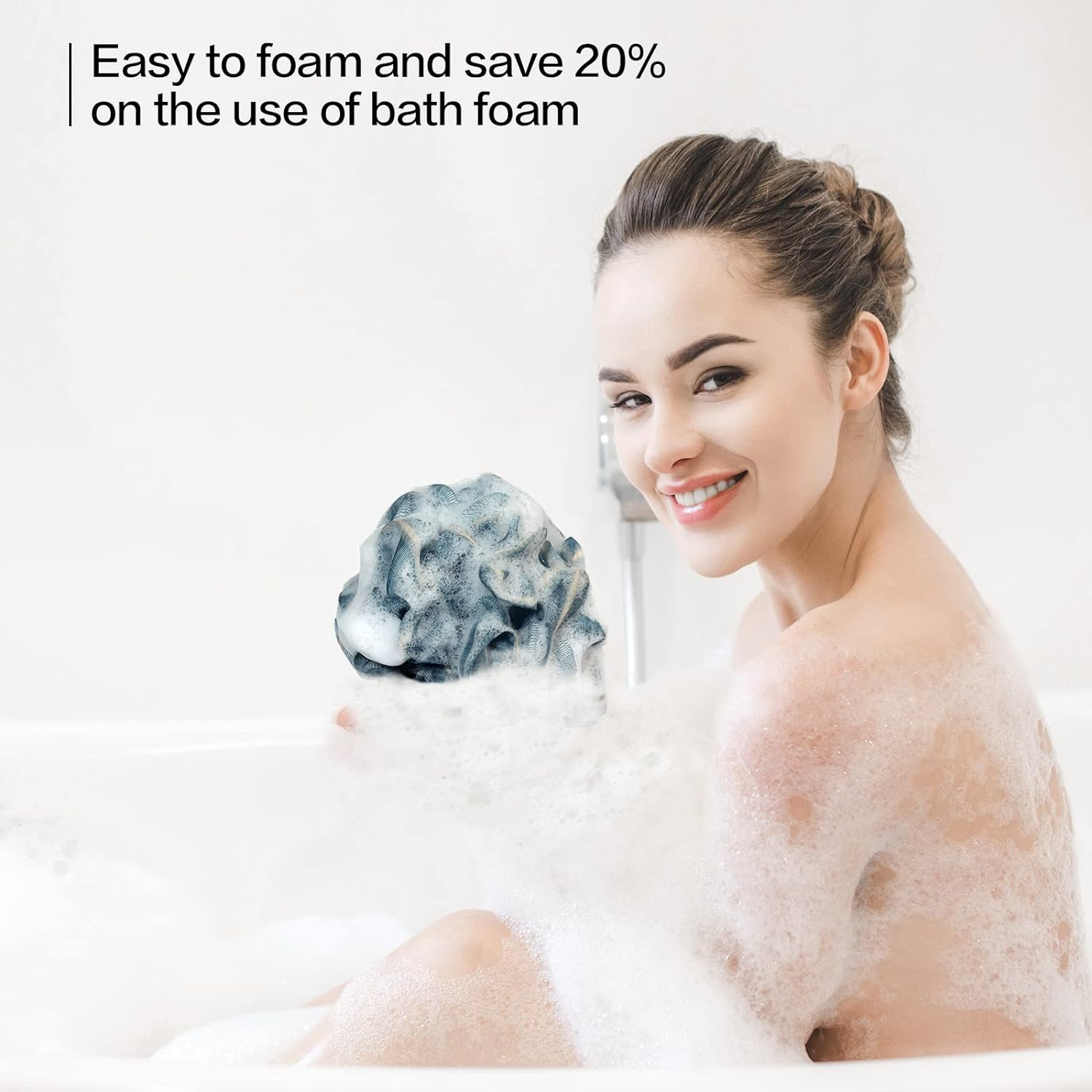 Fishent Bath Loofah Sponge, 3 Pack loofahs Exfoliating Body Scrubber, 60g Soft Mesh Pouf Shower Puffs, Loofa for Women (Pink-Peach-Coral)