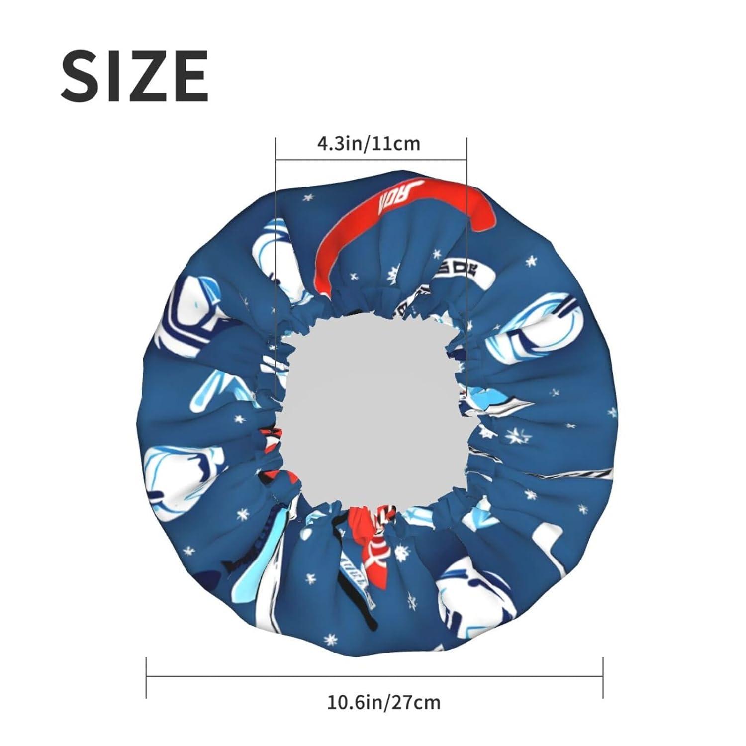 Ice Hockey print Print Reusable Shower Cap for Women,Double Waterproof Layers Bathing Hat,Quick Drying Bath Hair Cap