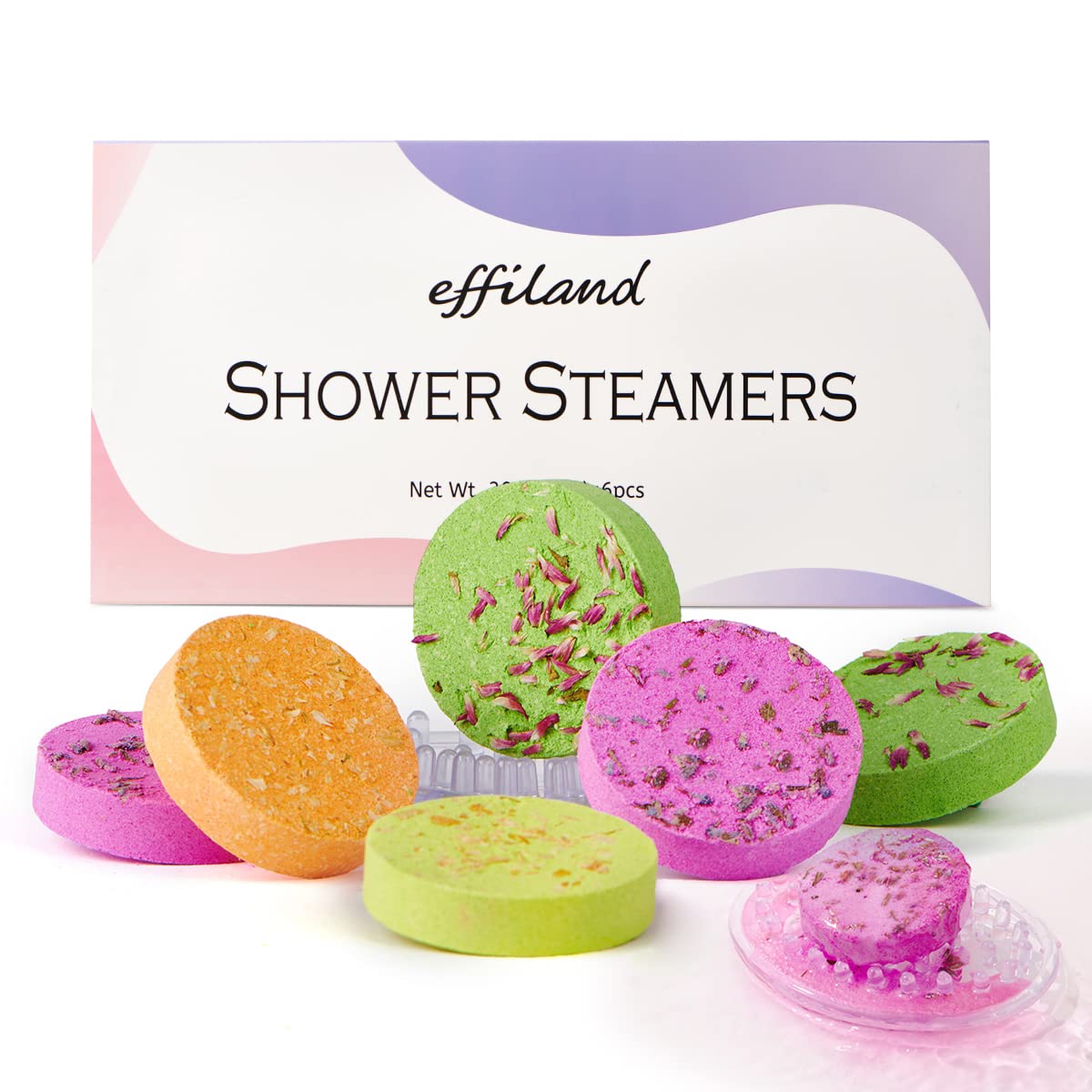 Effiland Aromatherapy Shower Steamers Shower Gifts,Soap Holder Set, 6-Pack Shower Bombs,Gift for Women,Relaxing Self Care