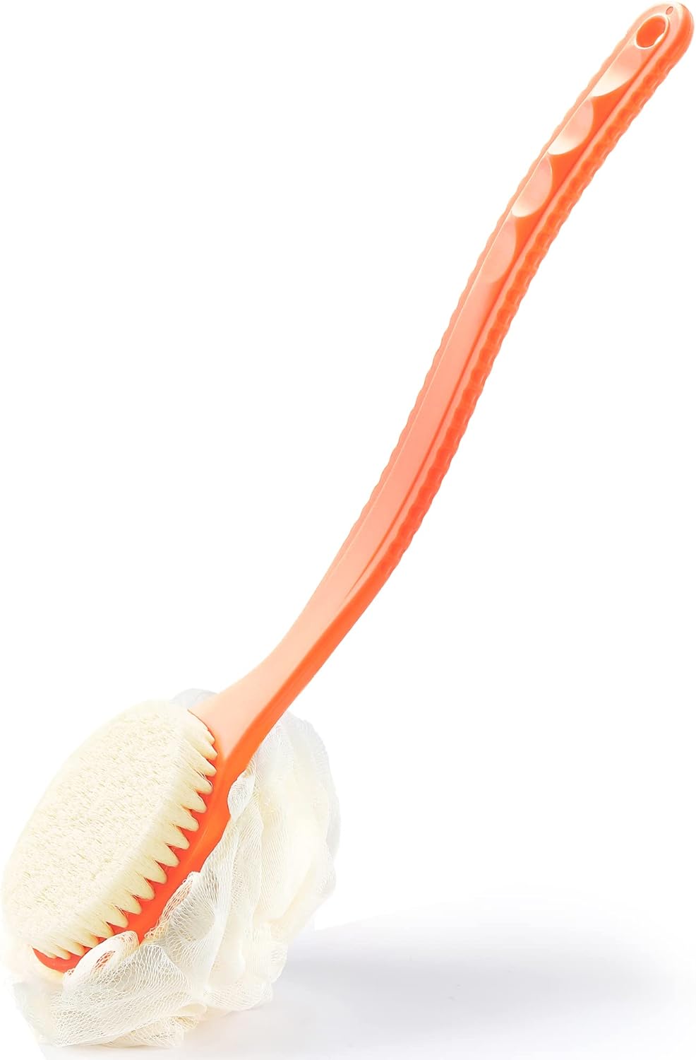 Shower Body Brush,Soft Bristles and Beautiful Pumpkin Loofah 14” Long Handle Back Scrubber Bath Mesh Sponge for Skin Exfoliating Bath,Massage Bristles Suitable for Wet or Dry,Men and Women (Grey)