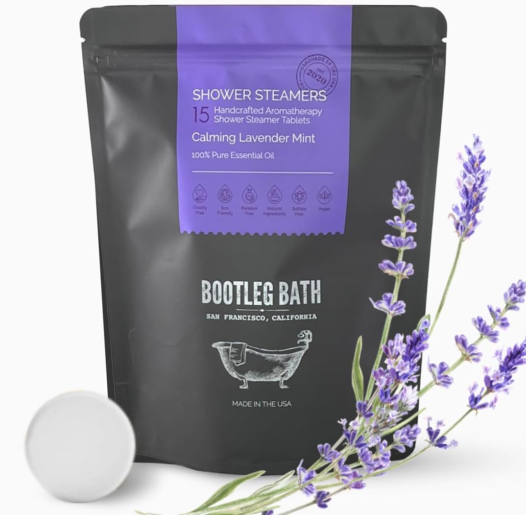 BOOTLEG BATH Shower Steamers Aromatherapy 15 Pack, 100% Pure Essential Oil, Eucalyptus, All Natural, for Men and Women, Made in USA