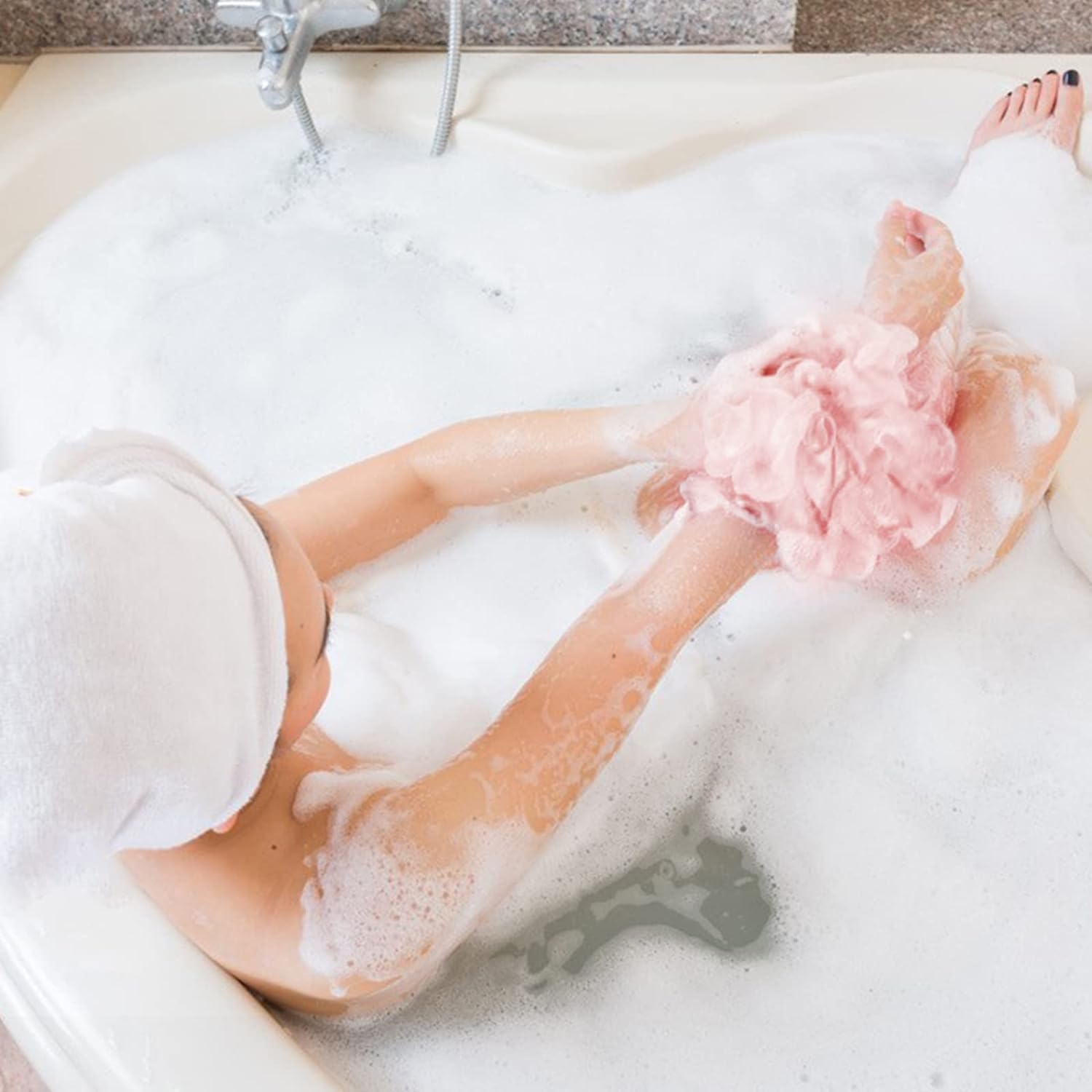 Fu Store Loofah Sponge Shower Loofahs 50g Bath Sponges Mesh Balls 4 Colors for Body Wash Back Scrubber Bathroom Men Women - 4 Pack Scrubber Cleaning Bathing Accessories