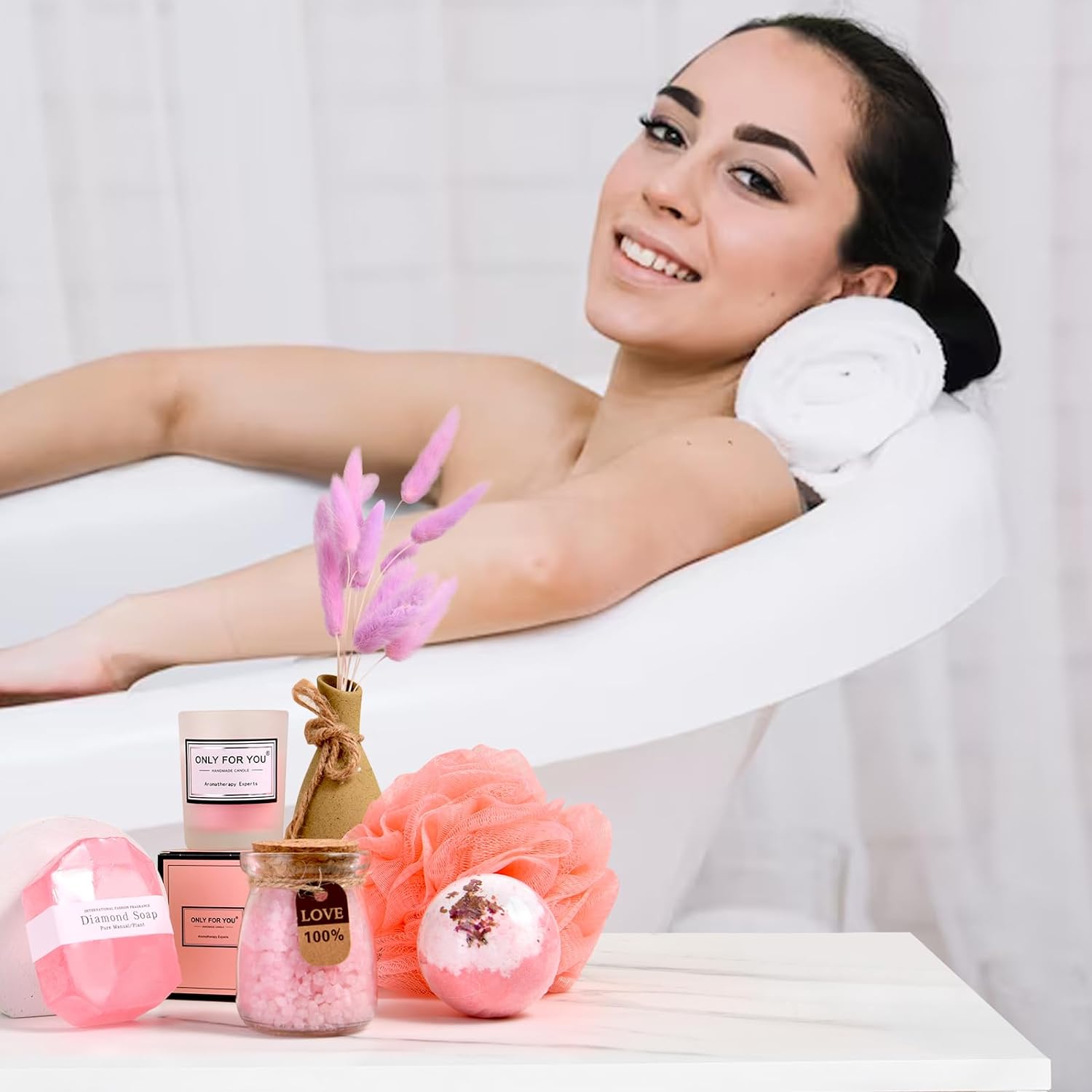 Healemo Happy Birthday Gifts for Women - Birthday Gift Baskets for Women Friendship Sister Girlfriend Mom, Bath Relaxing Spa Presents Set for Woman, Unique Gifts Box for Women Who Have Everything