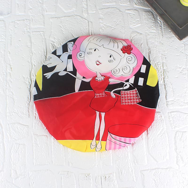 4Pcs Shower Caps, Waterproof Bath Caps Plastic Reusable Shower Caps Elastic Band Bath Hair Caps for Women Kids (P-3)