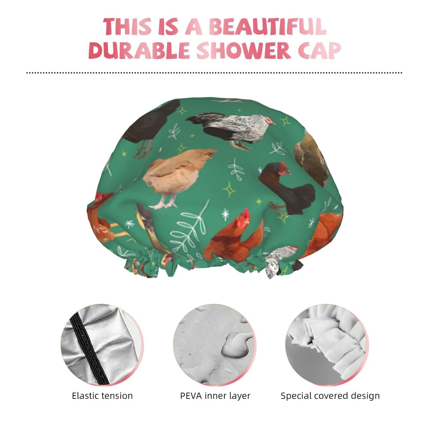 Rubber Ducks Shower Cap For Women Reusable Waterproof Double Layers Bath Cap Hair Protection Elastic Ladies Spa Salon Shower Hat