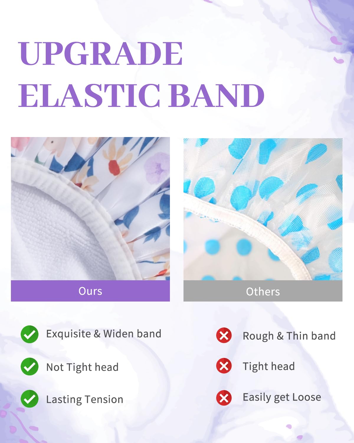 Aquior Shower Cap,Terry Cloth Lined Shower Cap for Women Reusable, Triple Layer Waterproof Bath Cap, Extra Large for Women Long Hair