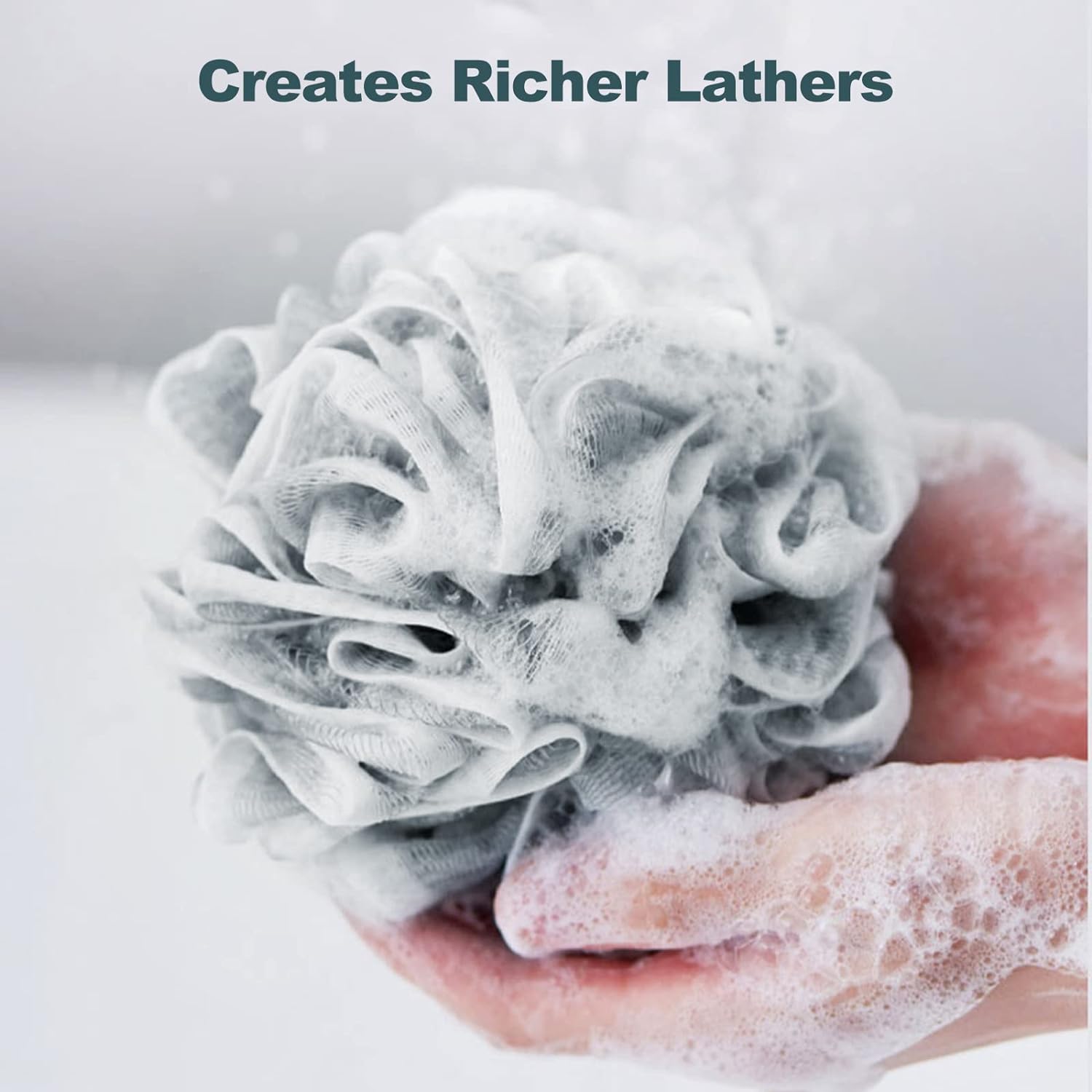 Fu Store Loofah Sponge Shower Loofahs 50g Bath Sponges Mesh Balls 4 Colors for Body Wash Back Scrubber Bathroom Men Women - 4 Pack Scrubber Cleaning Bathing Accessories