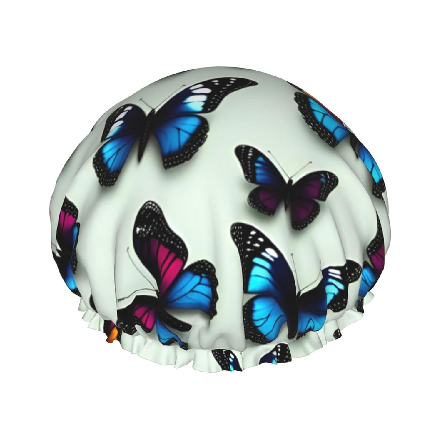 Ice Hockey print Print Reusable Shower Cap for Women,Double Waterproof Layers Bathing Hat,Quick Drying Bath Hair Cap