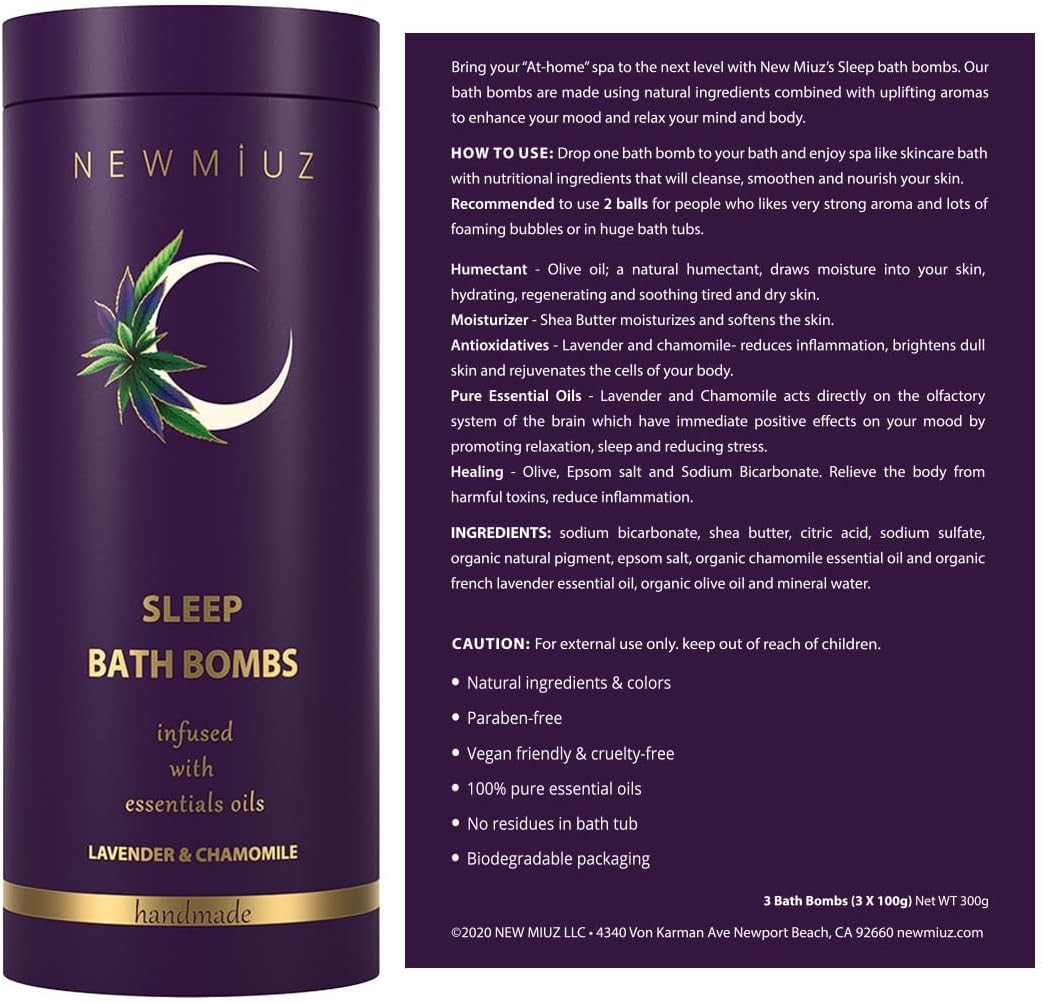 Deep Sleep Bubble Bath Bombs Infused with Lavender Chamomile Essential Oils Moisturizing Bath for Dry Skin and Relaxation Self Care Gift for Women