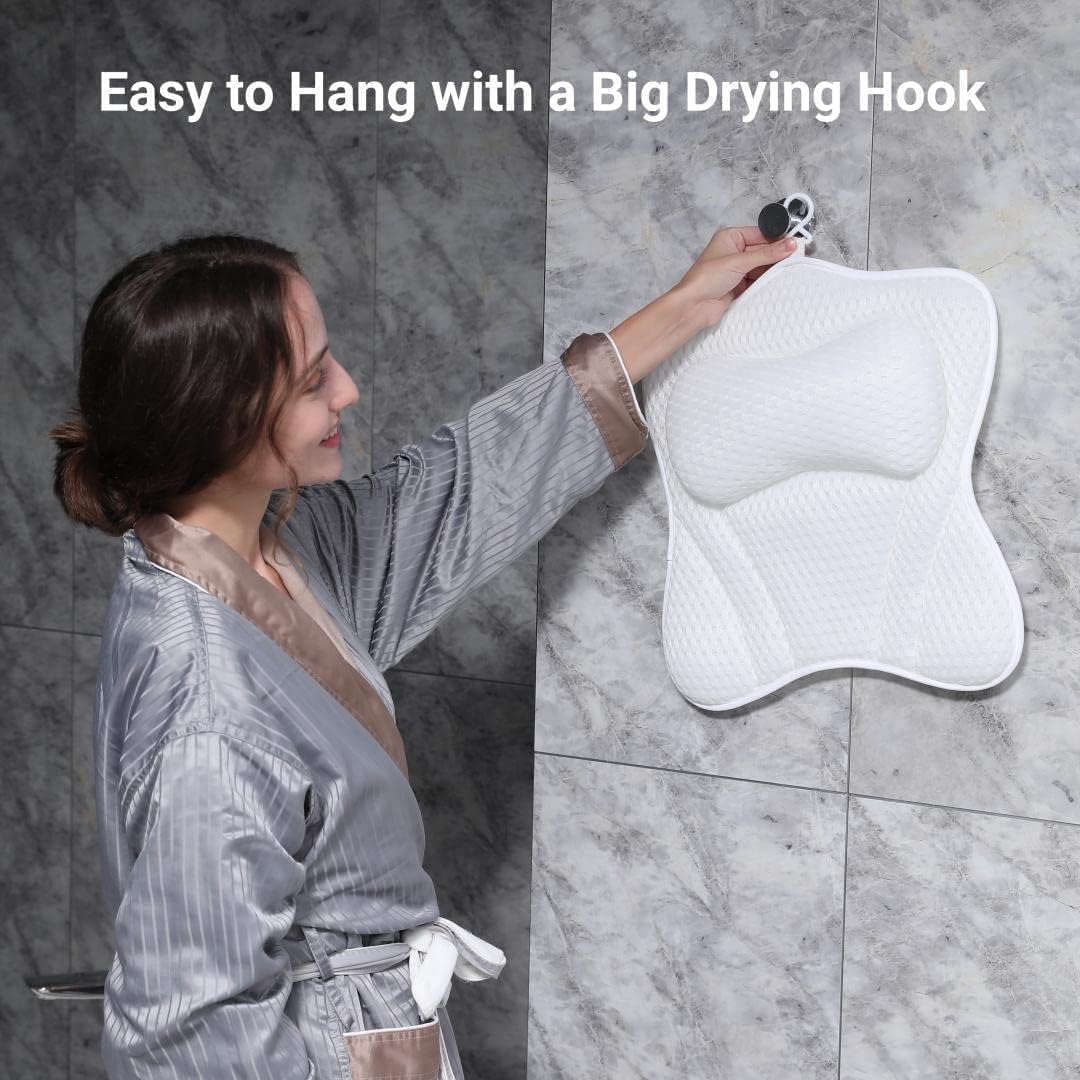 CAICFYIN Soft and Elastic Bath Pillow for Tub Neck and Back Support,Bathtub Pillow Bath Pillow for Tub,Ergonomic Design Luxurious Spa Bath Tub Pillow for Men and Women