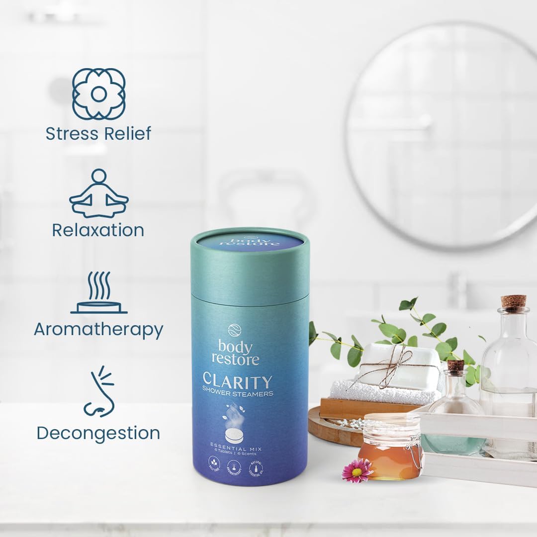 BodyRestore Shower Steamers Aromatherapy 15 Pack - Christmas Gifts Stocking Stuffers, Relaxation Birthday Gifts for Women and Men, Stress Relief and Luxury Self Care, Eucalyptus Shower Bath Bombs