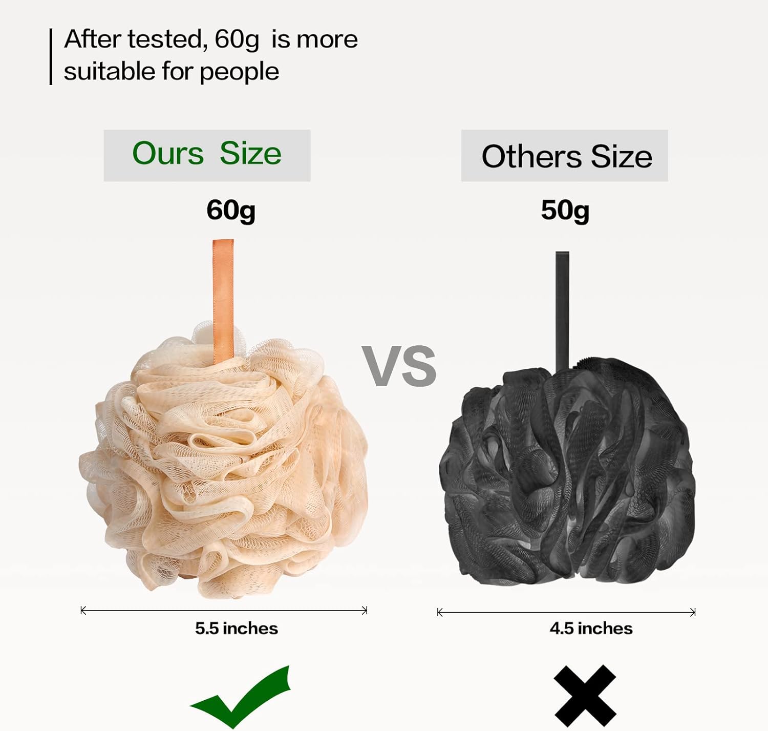 Fishent Bath Loofah Sponge, 3 Pack loofahs Exfoliating Body Scrubber, 60g Soft Mesh Pouf Shower Puffs, Loofa for Women (Pink-Peach-Coral)