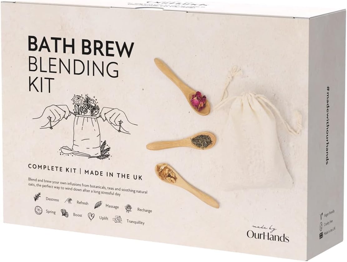 Bath Brew Kit by Ourhands - Make Your own Bath Tea infusions from Eight Natural botanicals and Nourishing Minerals