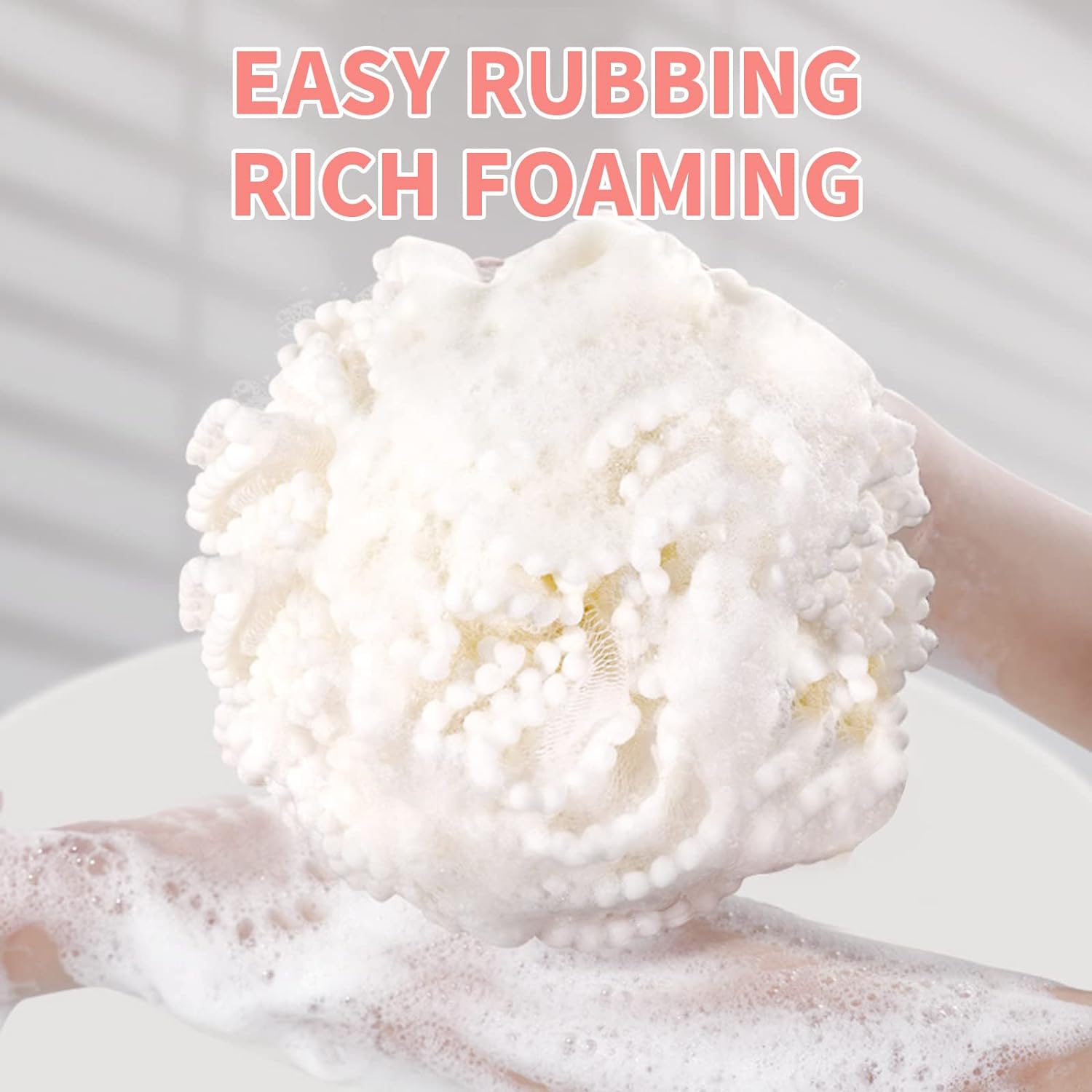 BCKENEY Bath Shower Sponge Soft Mesh Poufs Shower Loofah Ball Body Wash Scrubber Bath Sponge for Women and Men Soothing Face & Body Exfoliator (2Pcs 60G Luxury)