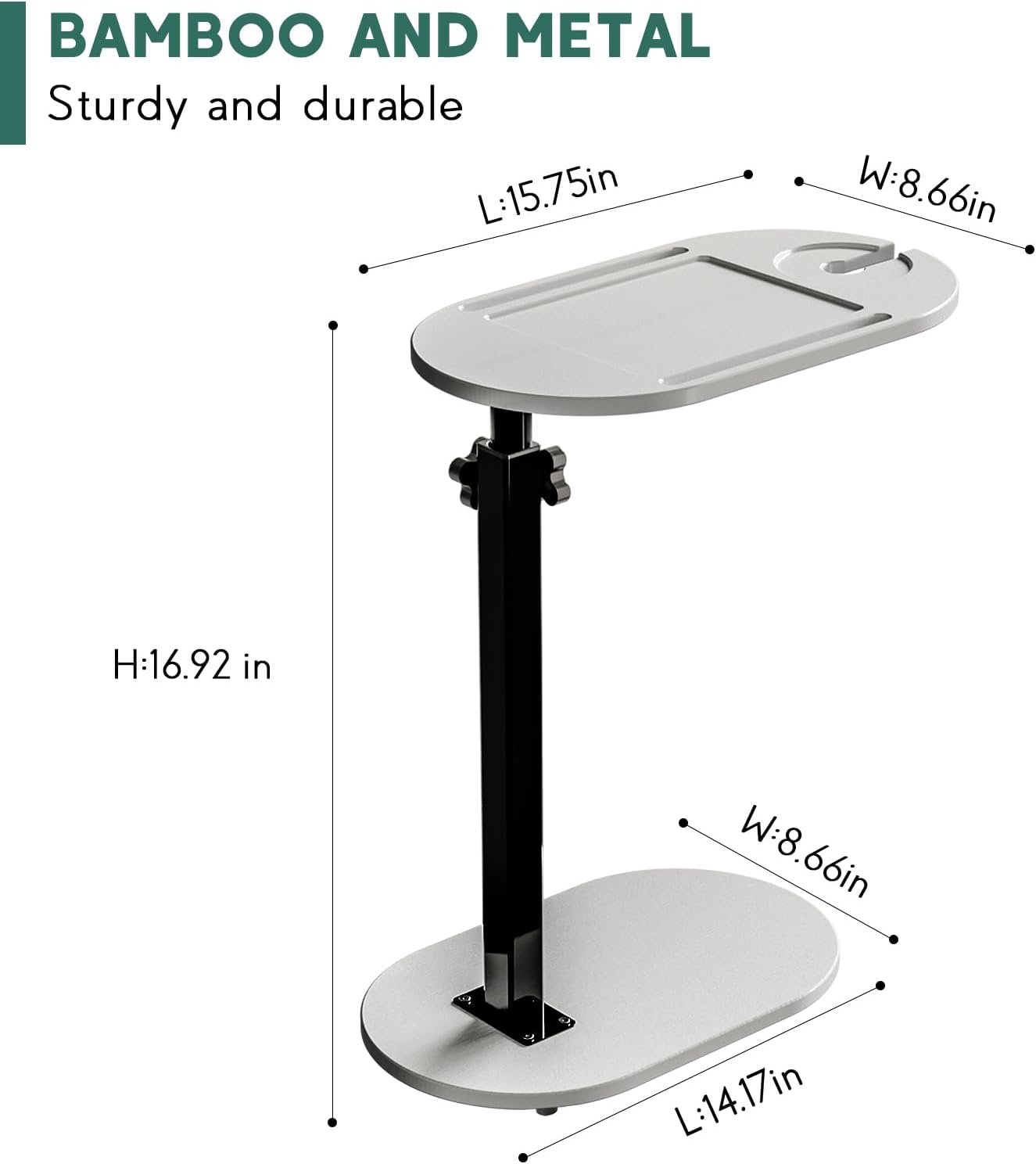Yumkfoi Bamboo Bathtub Tray Table with Adjustable Height, Freestanding Bathtub Caddy for Tub Against Wall, Tub Organizer Suitable for Luxury Spa and House Warming Gift - Patent Protected (Black)