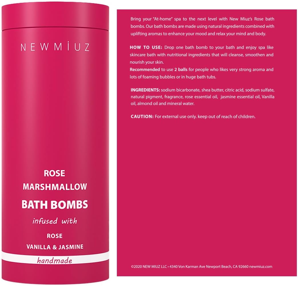 Rose Vanilla Bath Bomb Mega Foaming Bubbles Infused with Vanilla Jasmine Luxurious Spa Bath Essentials Nourishing Dry Skin Stress Relief Bath Gift