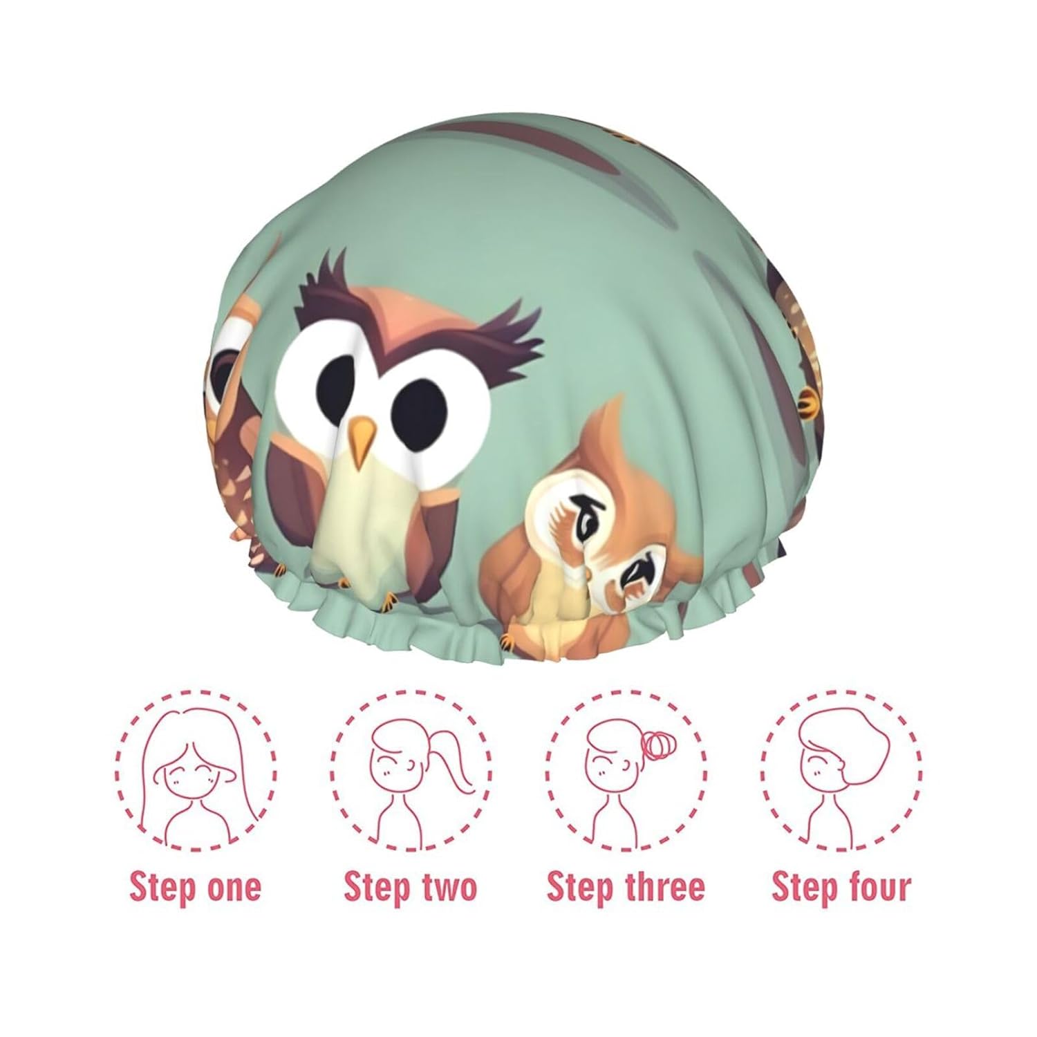 Ice Hockey print Print Reusable Shower Cap for Women,Double Waterproof Layers Bathing Hat,Quick Drying Bath Hair Cap