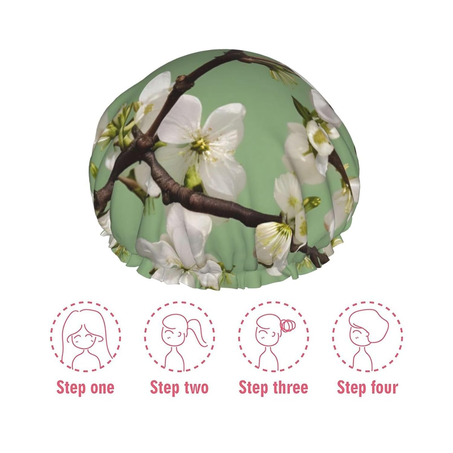 Ice Hockey print Print Reusable Shower Cap for Women,Double Waterproof Layers Bathing Hat,Quick Drying Bath Hair Cap