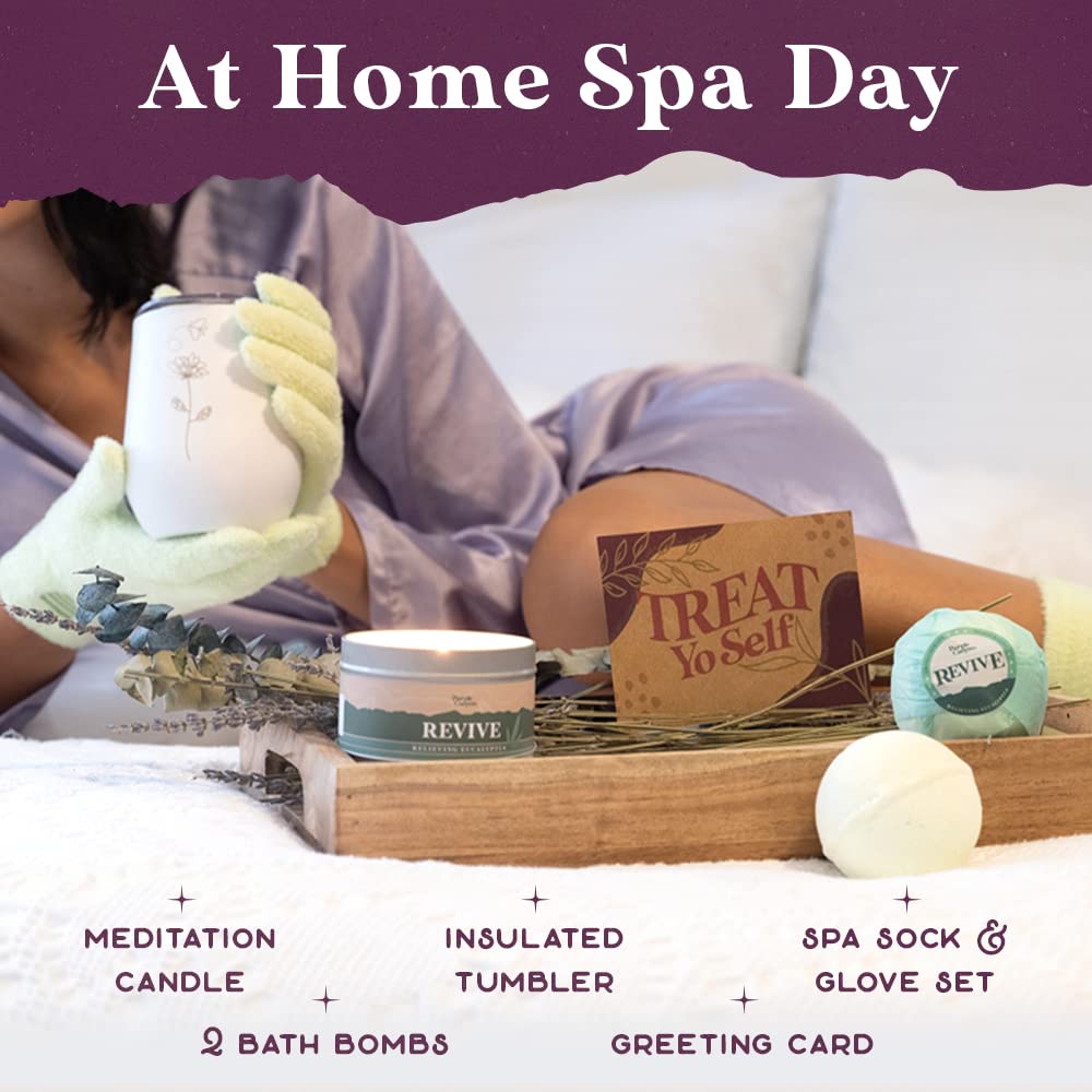 Purple Canyon Mystic Spa Box | 7 Piece Full Size Lavender Spa Kit for Self Care | Bath and Body Gifts for Women