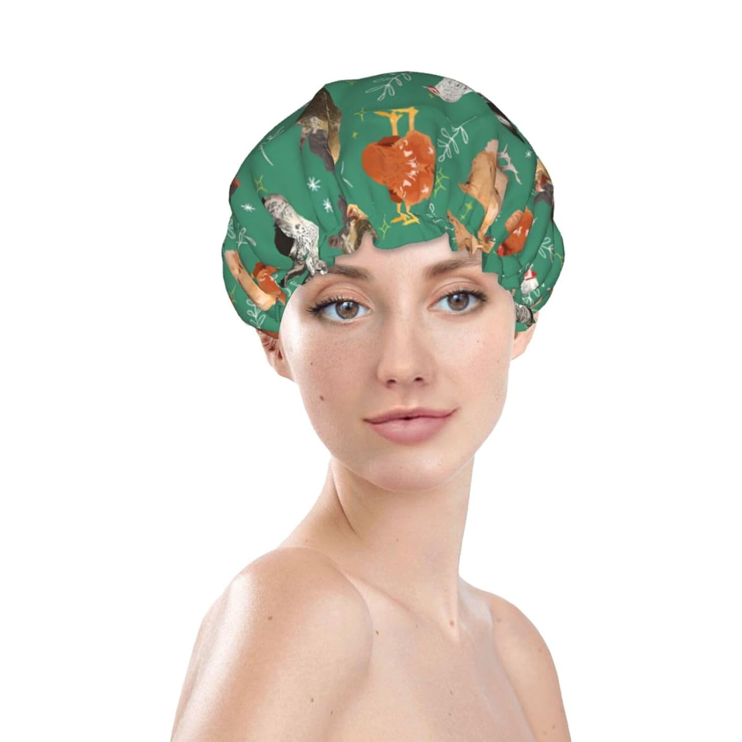 Rubber Ducks Shower Cap For Women Reusable Waterproof Double Layers Bath Cap Hair Protection Elastic Ladies Spa Salon Shower Hat