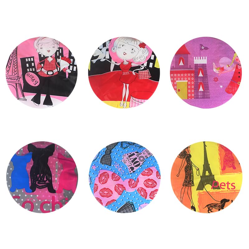 4Pcs Shower Caps, Waterproof Bath Caps Plastic Reusable Shower Caps Elastic Band Bath Hair Caps for Women Kids (P-3)