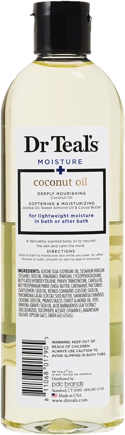 Dr. Teals Coconut Bath & Body Oil Gift Set (2 Pack, 8.8oz Ea.) - Nourishing Coconut Essential Oils Blended with Sweet Almond Oil & Cocoa Butter - Paraben & Phthalate Free - at Home Spa Kit