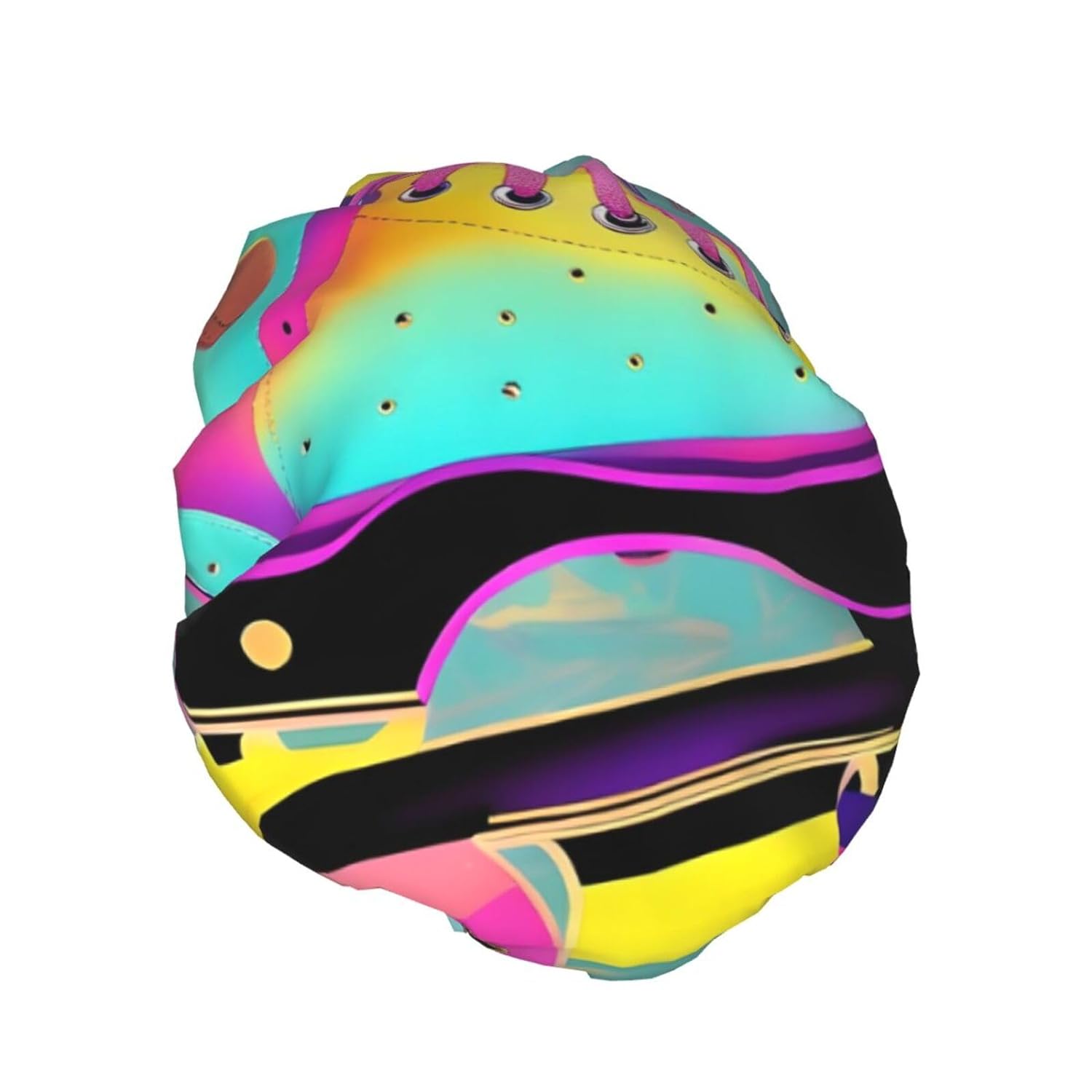 Ice Hockey print Print Reusable Shower Cap for Women,Double Waterproof Layers Bathing Hat,Quick Drying Bath Hair Cap