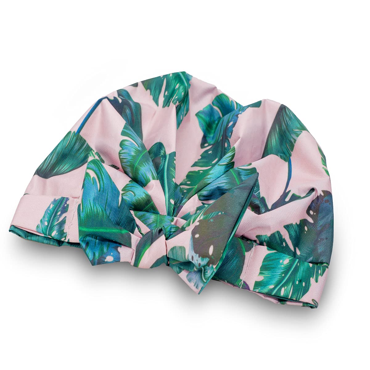 Auban Shower Cap Reusable,Ribbon Bow Bath Cap Large Design With Waterproof Exterior for All Hair Lengths,Great for Girls Spa Home Use,Hotel and Hair Salon (Green)