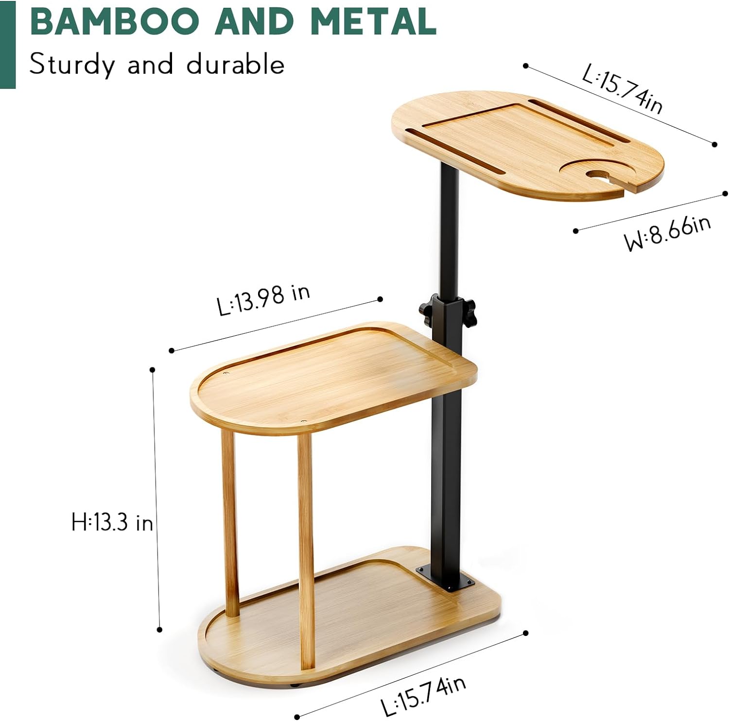 Yumkfoi 3 Layer Bath Tub Tray Table, Freestanding Bamboo Bath Tray Caddy for Tub Against Wall, Bath Table Tray Tub Shelf Bathroom Organizer Shelf for Luxury Spa, Gift for House Warming New Home