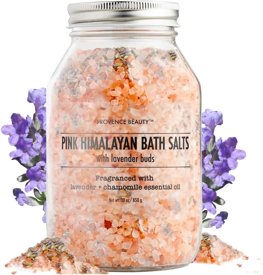 Pink Himalayan Bath Salt with Lavender - 100% Natural Aromatherapy and Relaxation - Lavender Grapefruit Essential Oil Bath Salts for Women Relaxing, Natural & Cleanse, Revitalize & Soothes Skin