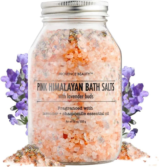 Pink Himalayan Bath Salt with Lavender - 100% Natural Aromatherapy and Relaxation - Lavender Grapefruit Essential Oil Bath Salts for Women Relaxing, Natural & Cleanse, Revitalize & Soothes Skin