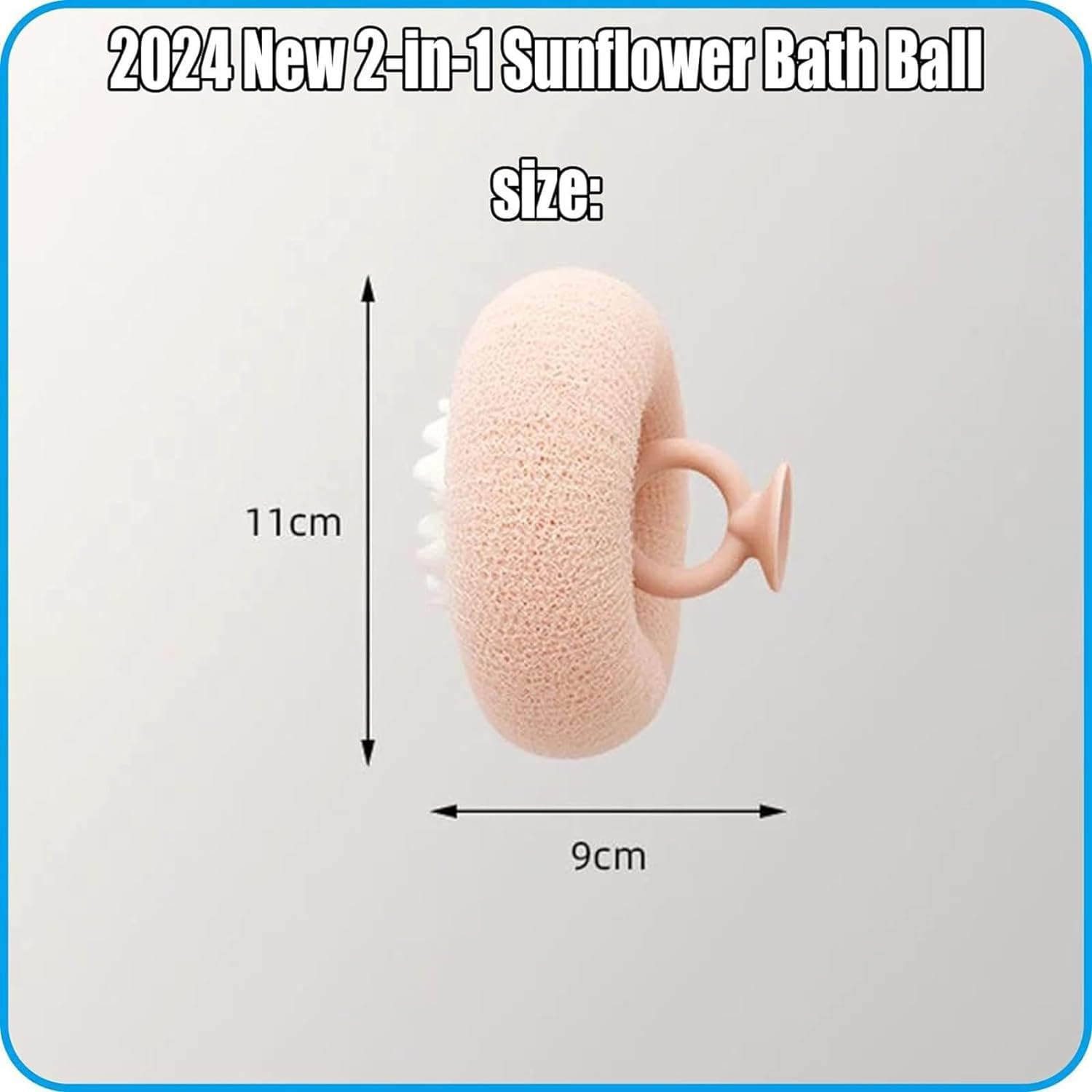 New Upgrade 2-in-1 Sunflower Bath Ball, Super Soft Sunflower Suction Cup Bath Ball, Exfoliating Bath Sponge Cleaning Brush, Shower Loofah Sponge
