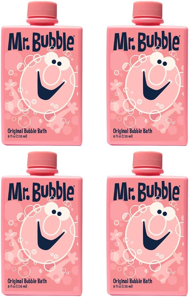 Mr. Bubble Original Bubble Bath, Bubblegum Scent, 8 oz Retro Bottle, 4-Pack