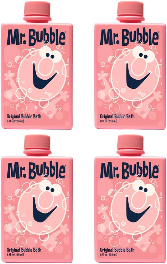 Mr. Bubble Original Bubble Bath, Bubblegum Scent, 8 oz Retro Bottle, 4-Pack