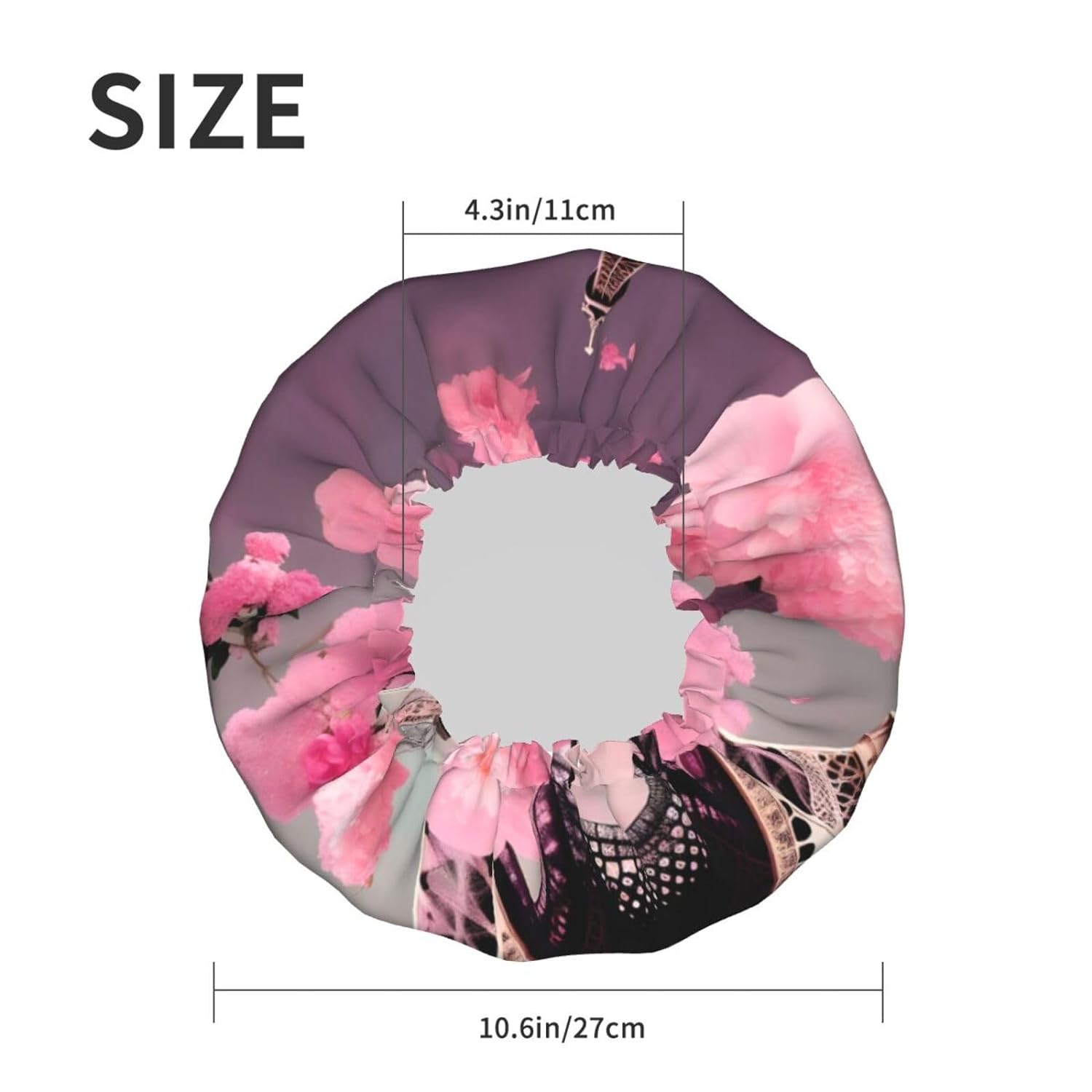 Ice Hockey print Print Reusable Shower Cap for Women,Double Waterproof Layers Bathing Hat,Quick Drying Bath Hair Cap