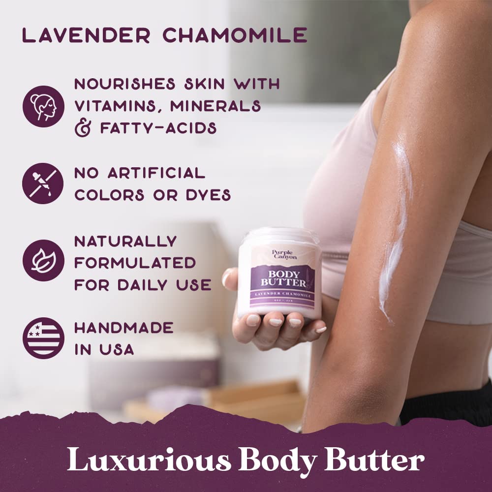 Purple Canyon Mystic Spa Box | 7 Piece Full Size Lavender Spa Kit for Self Care | Bath and Body Gifts for Women