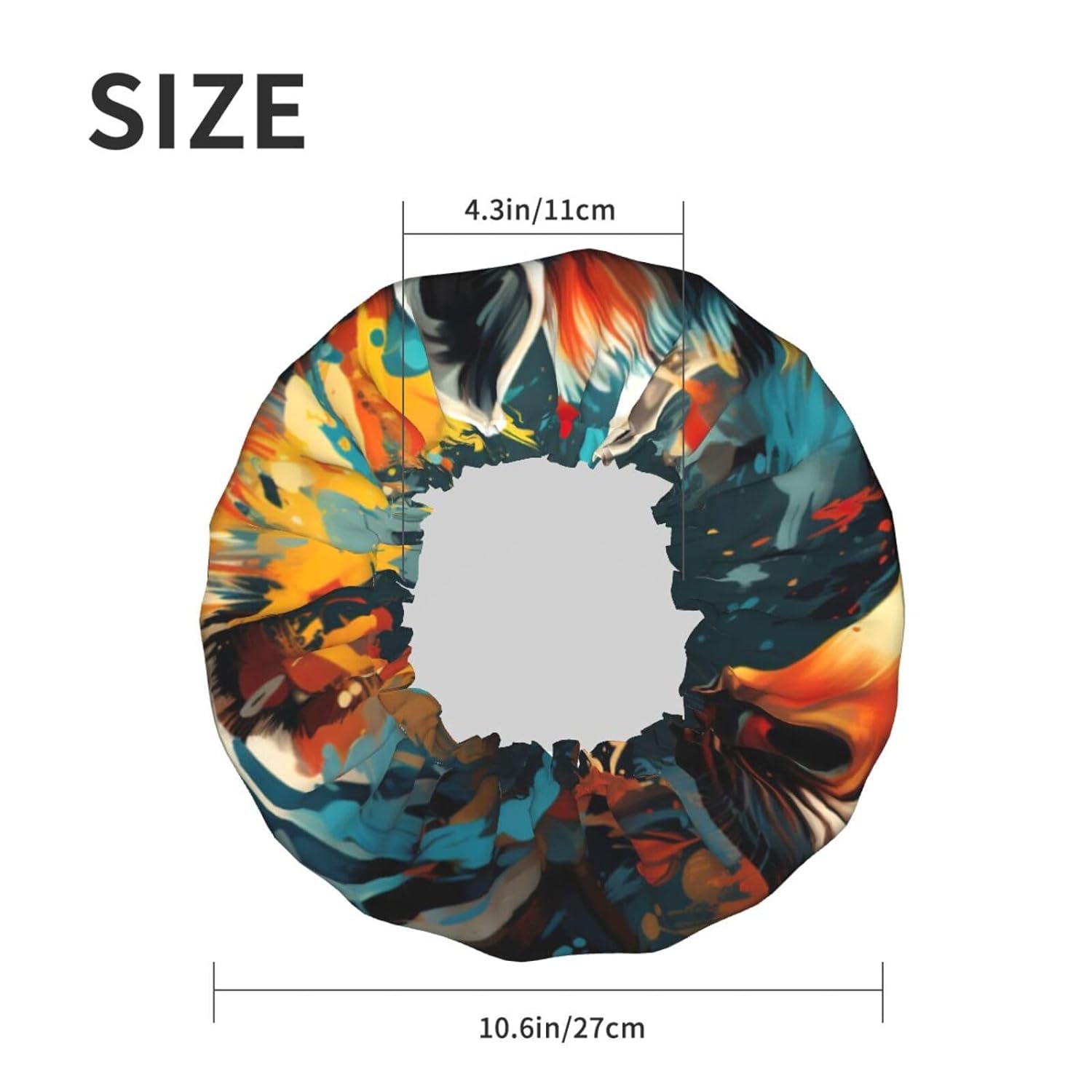 Ice Hockey print Print Reusable Shower Cap for Women,Double Waterproof Layers Bathing Hat,Quick Drying Bath Hair Cap