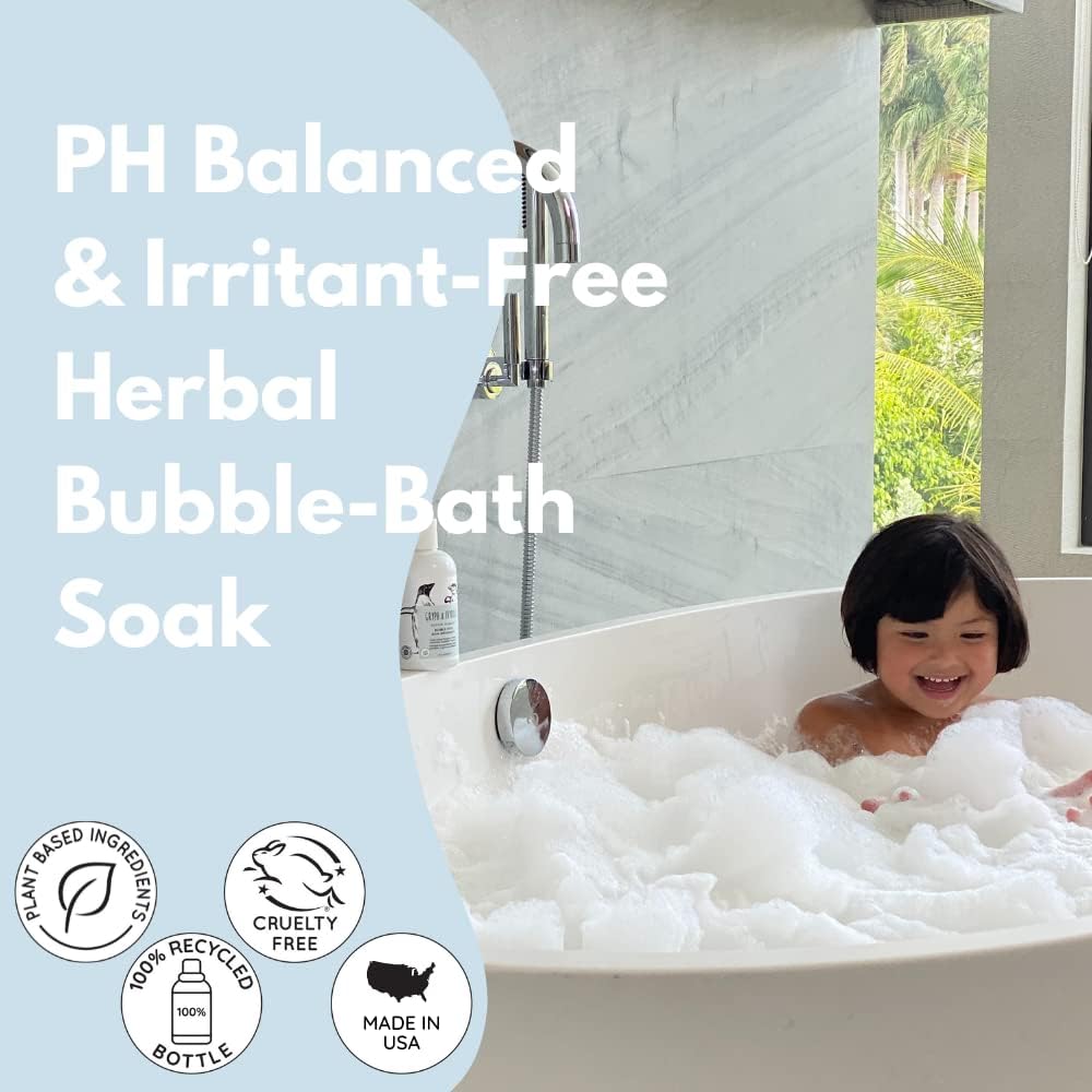 Gryph & IvyRose Poppin’ Bubbles Bath Soap for Babies - Gentle Soft on Skin Herbal Bubble Bath for Kids - Vegan Fragrance Free Soap For Children - 8 fl oz