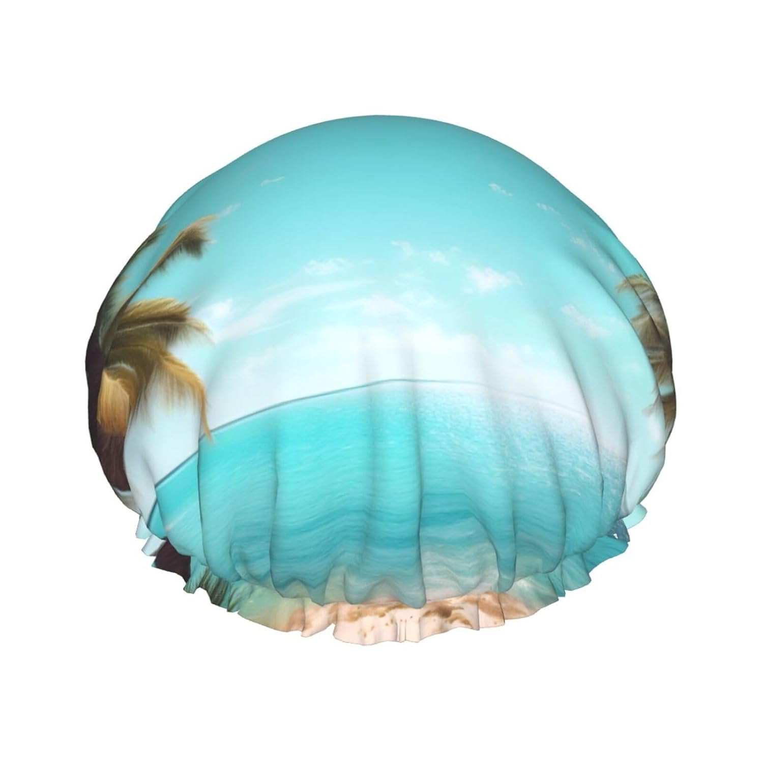 Ice Hockey print Print Reusable Shower Cap for Women,Double Waterproof Layers Bathing Hat,Quick Drying Bath Hair Cap