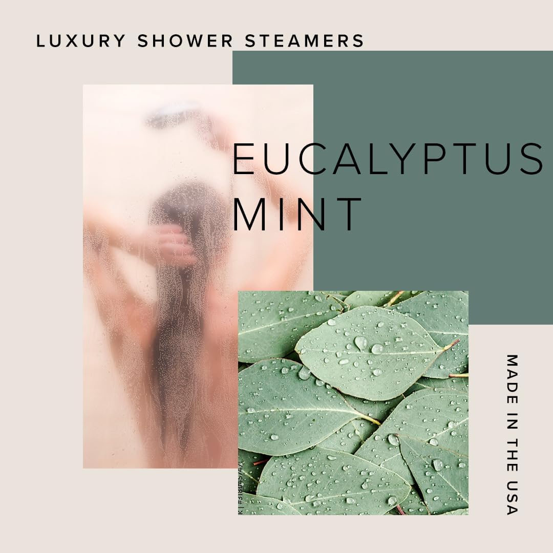BOOTLEG BATH Shower Steamers Aromatherapy 15 Pack, 100% Pure Essential Oil, Eucalyptus, All Natural, for Men and Women, Made in USA